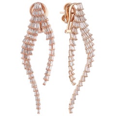 Studio Rêves Contemporary Tapered Baguette Diamond Earrings in 18 Karat Gold