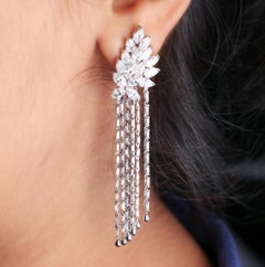 Studio Rêves Dangling Baguettes Earrings in 18 Karat Gold with Fancy Diamonds