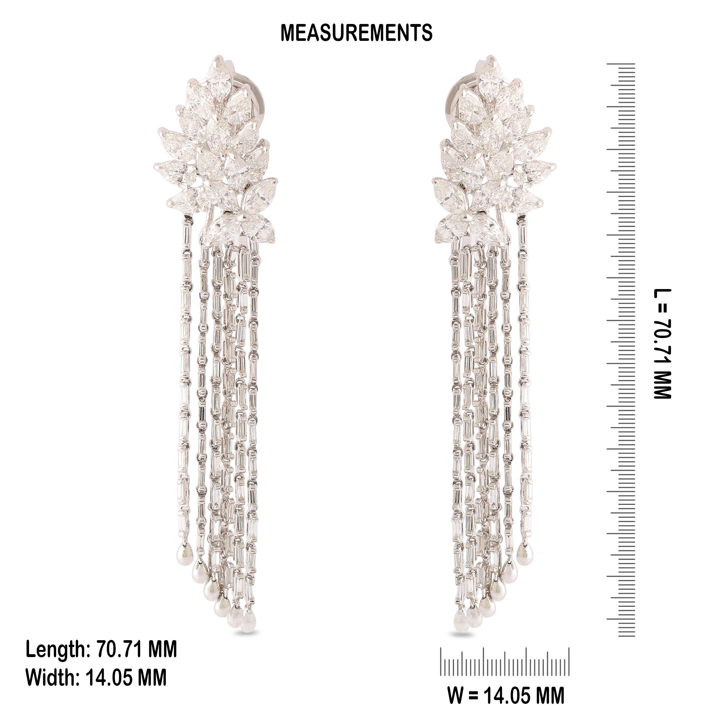Contemporary Studio Rêves Dangling Baguettes Earrings in 18 Karat Gold with Fancy Diamonds For Sale