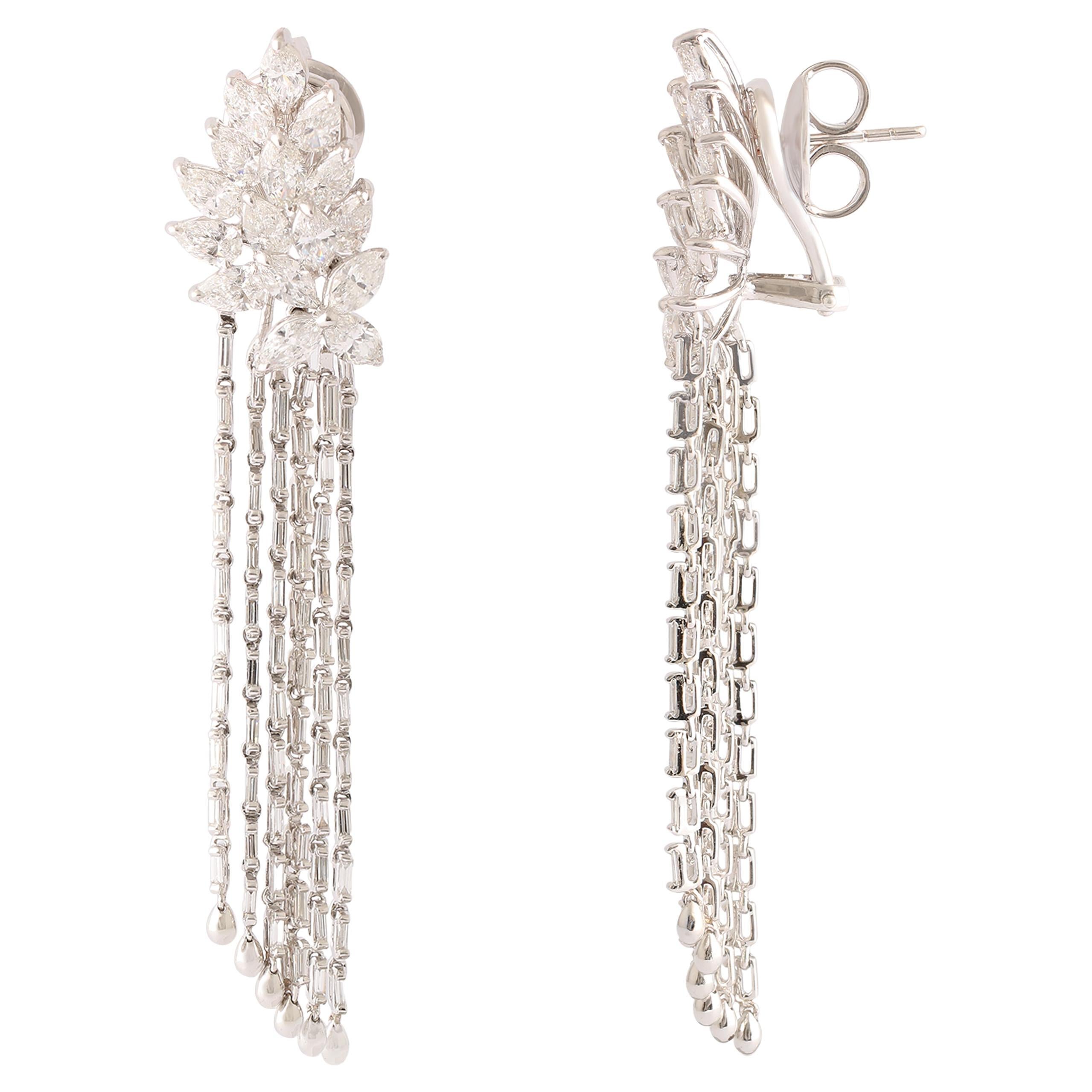 Studio Rêves Dangling Baguettes Earrings in 18 Karat Gold with Fancy Diamonds For Sale