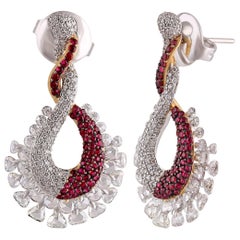 Studio Rêves Dangling Earrings with Diamond and Ruby in 18 Karat Gold