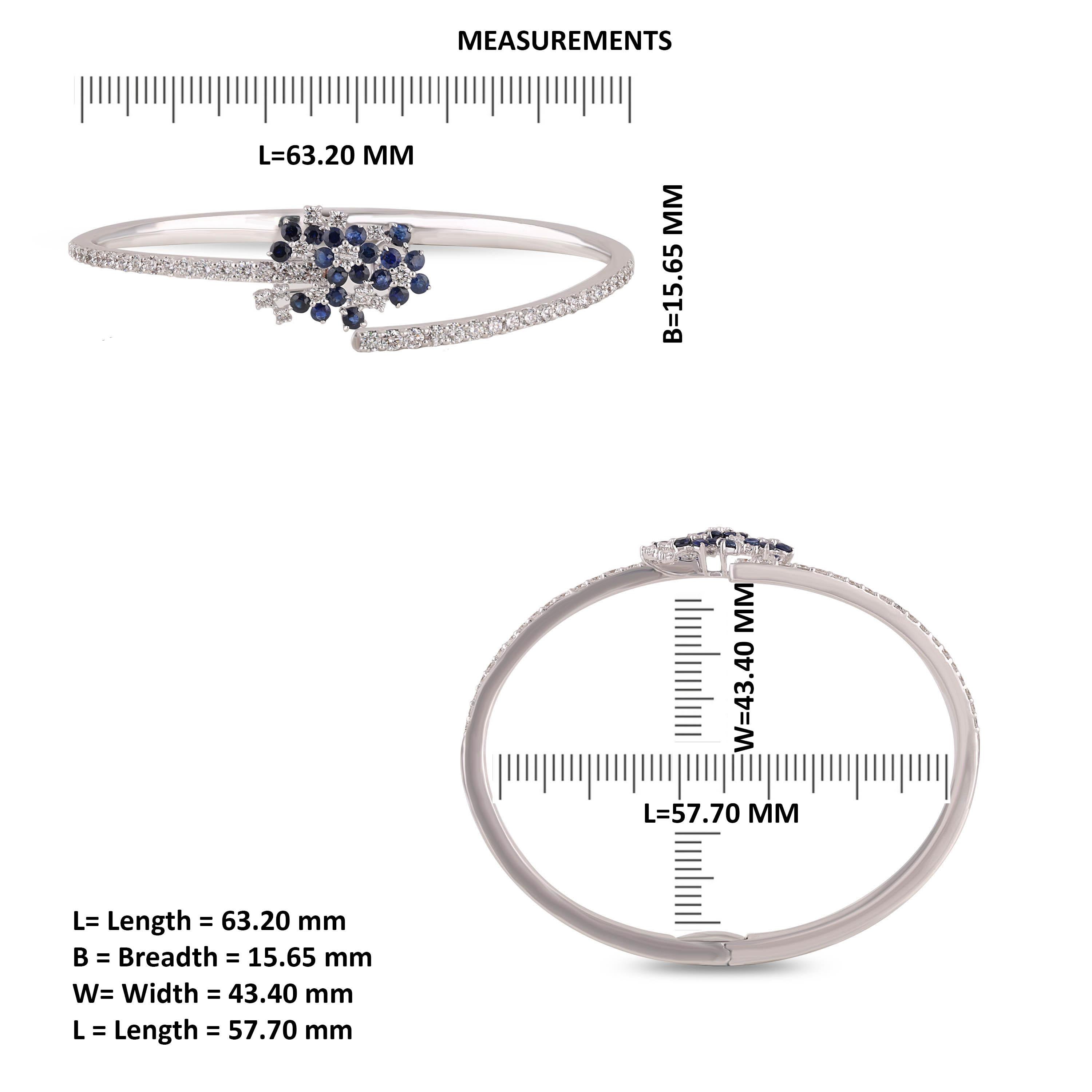 Contemporary Studio Rêves Diamond and Blue Sapphire Cluster Spring Bracelet in 18 Karat Gold For Sale