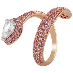 Studio Rêves Diamond and Pink Sapphire Serpent Ring in 18 Karat Gold