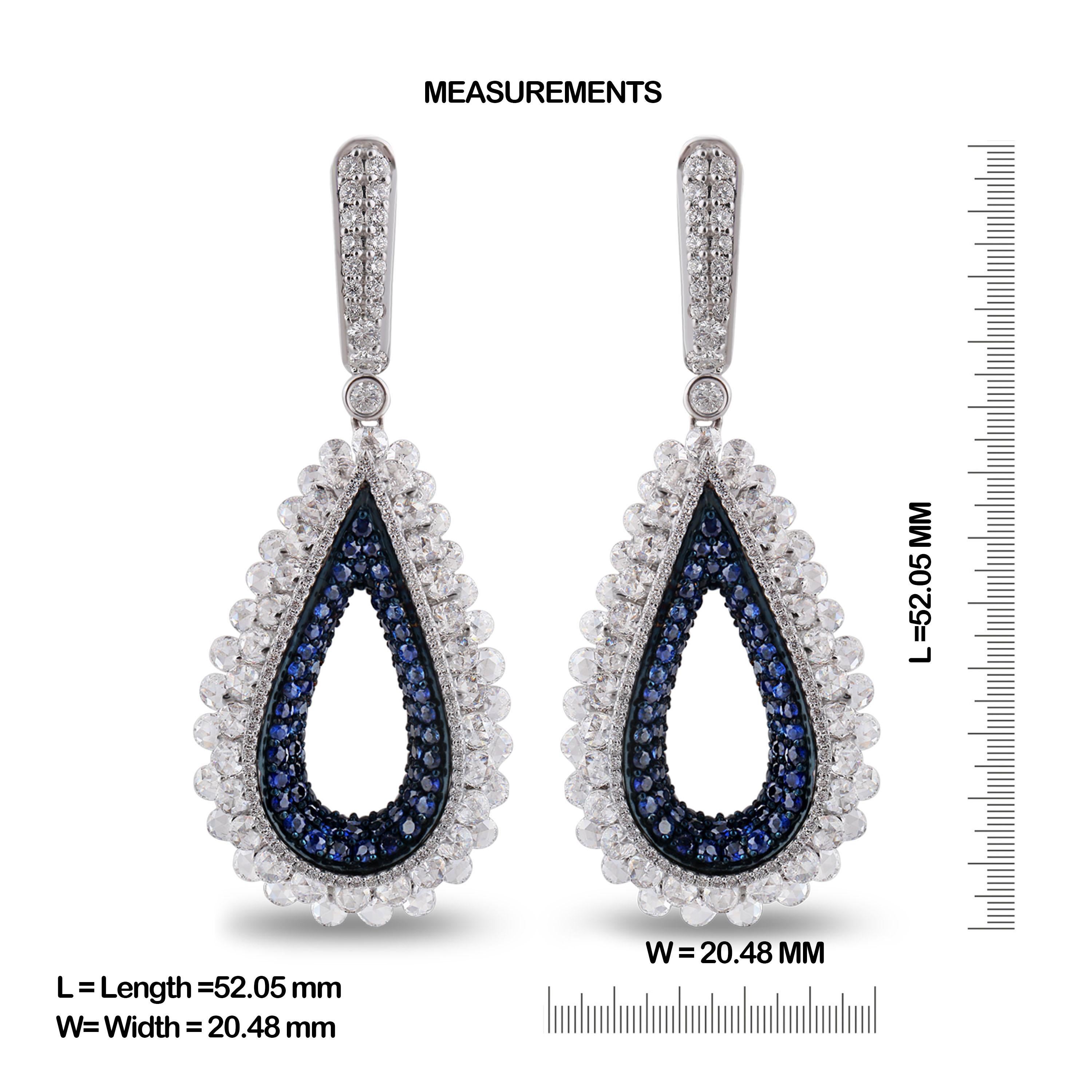 Rose Cut Studio Rêves Diamond and Blue Sapphire Dangling Reversible Earrings in 18K Gold For Sale