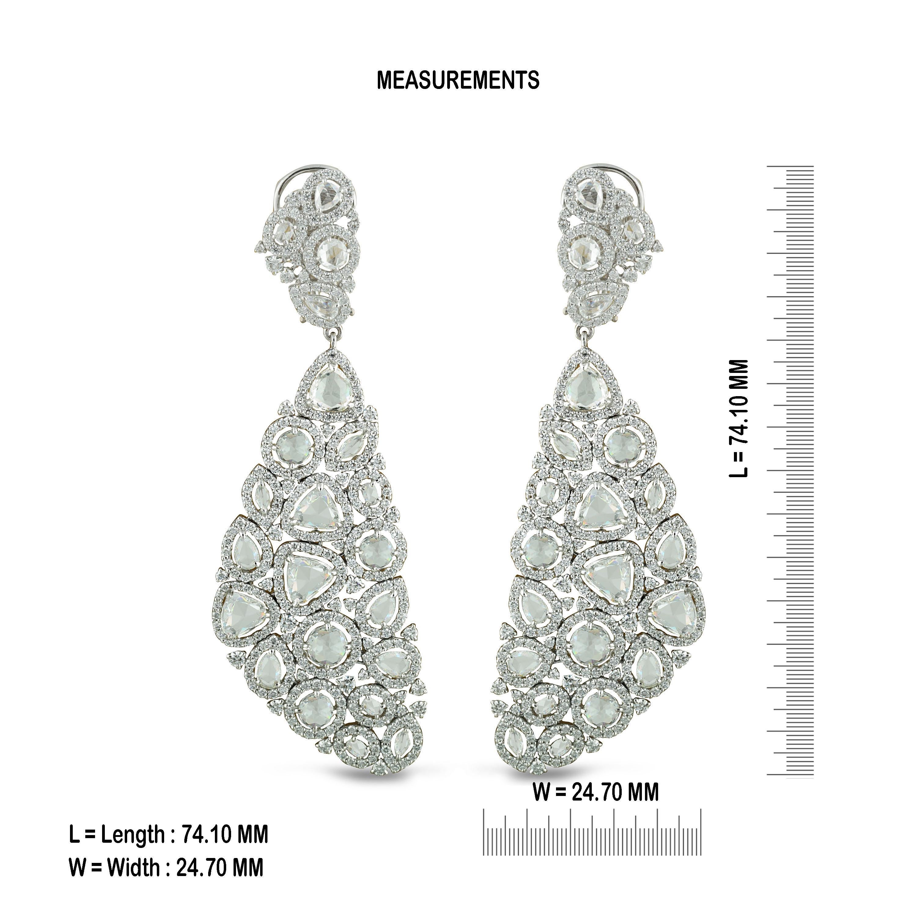 Modern Studio Rêves Diamond Carpet Dangling Earrings in 18 Karat White Gold For Sale