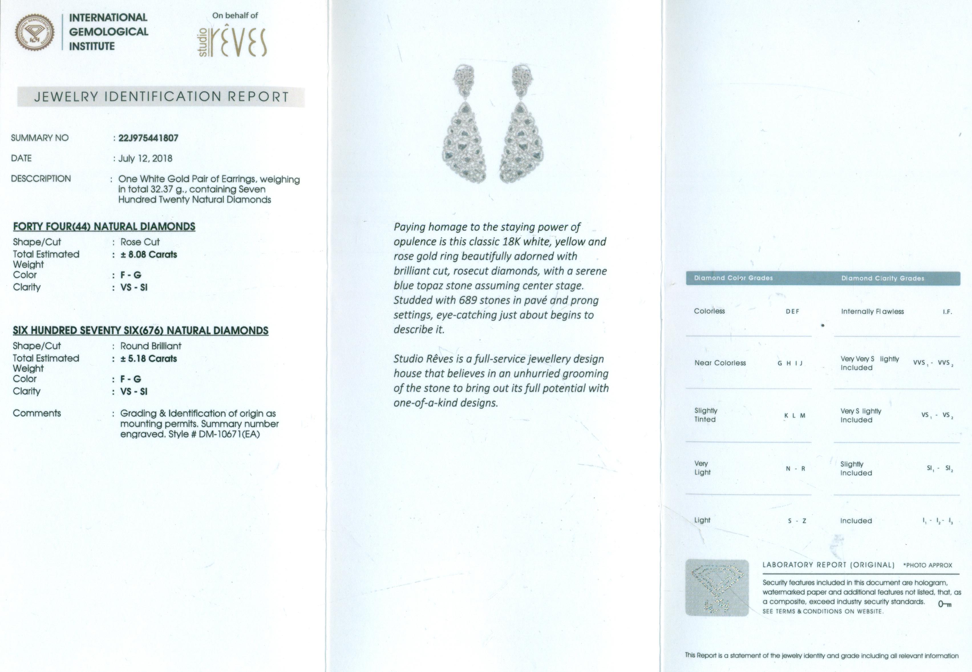 Studio Rêves Diamond Carpet Dangling Earrings in 18 Karat White Gold In New Condition For Sale In Mumbai, Maharashtra