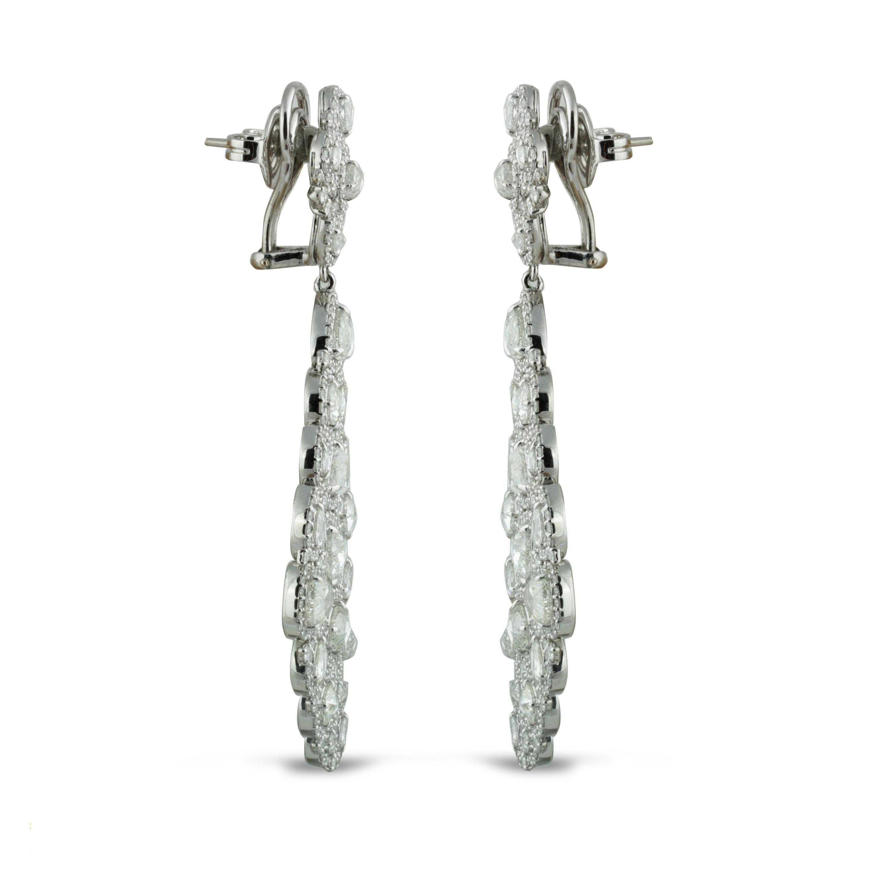 Studio Rêves Diamond Carpet Dangling Earrings in 18 Karat White Gold For Sale 2