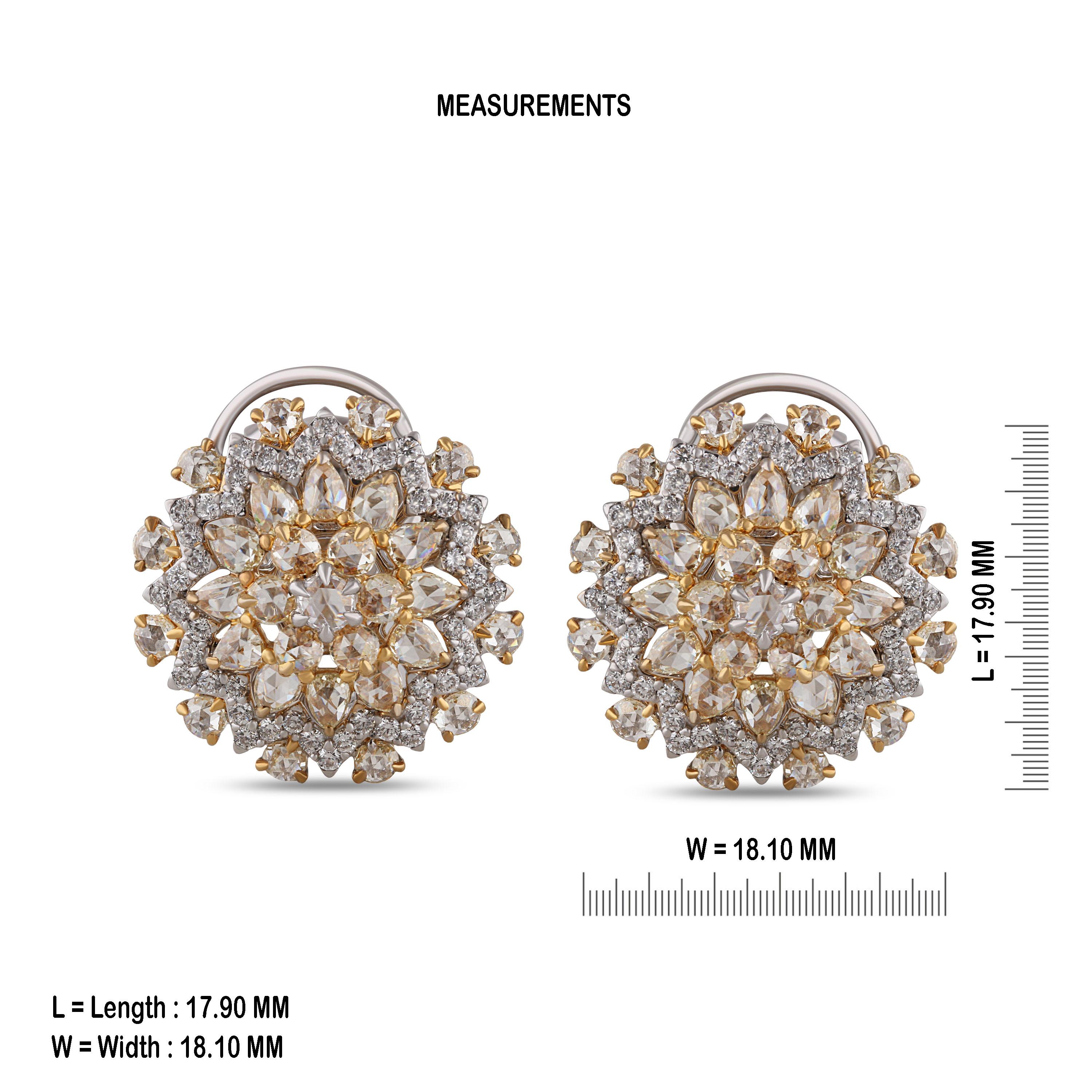 Rose Cut Studio Rêves Diamond Cluster Stud Earrings in 18 Karat Gold For Sale