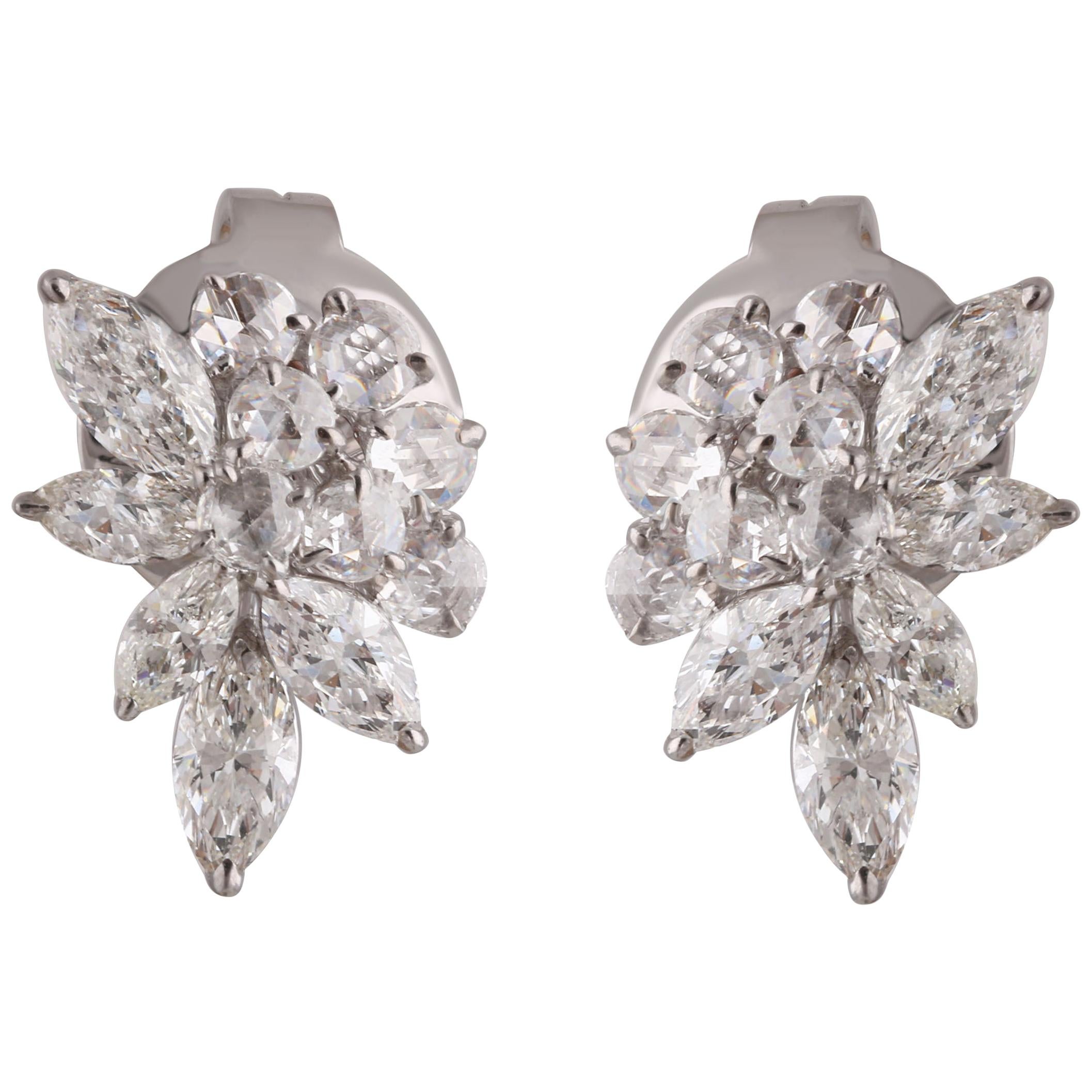 Donna Studio Rêves Orecchini con diamanti a grappolo in oro bianco 18 carati in vendita