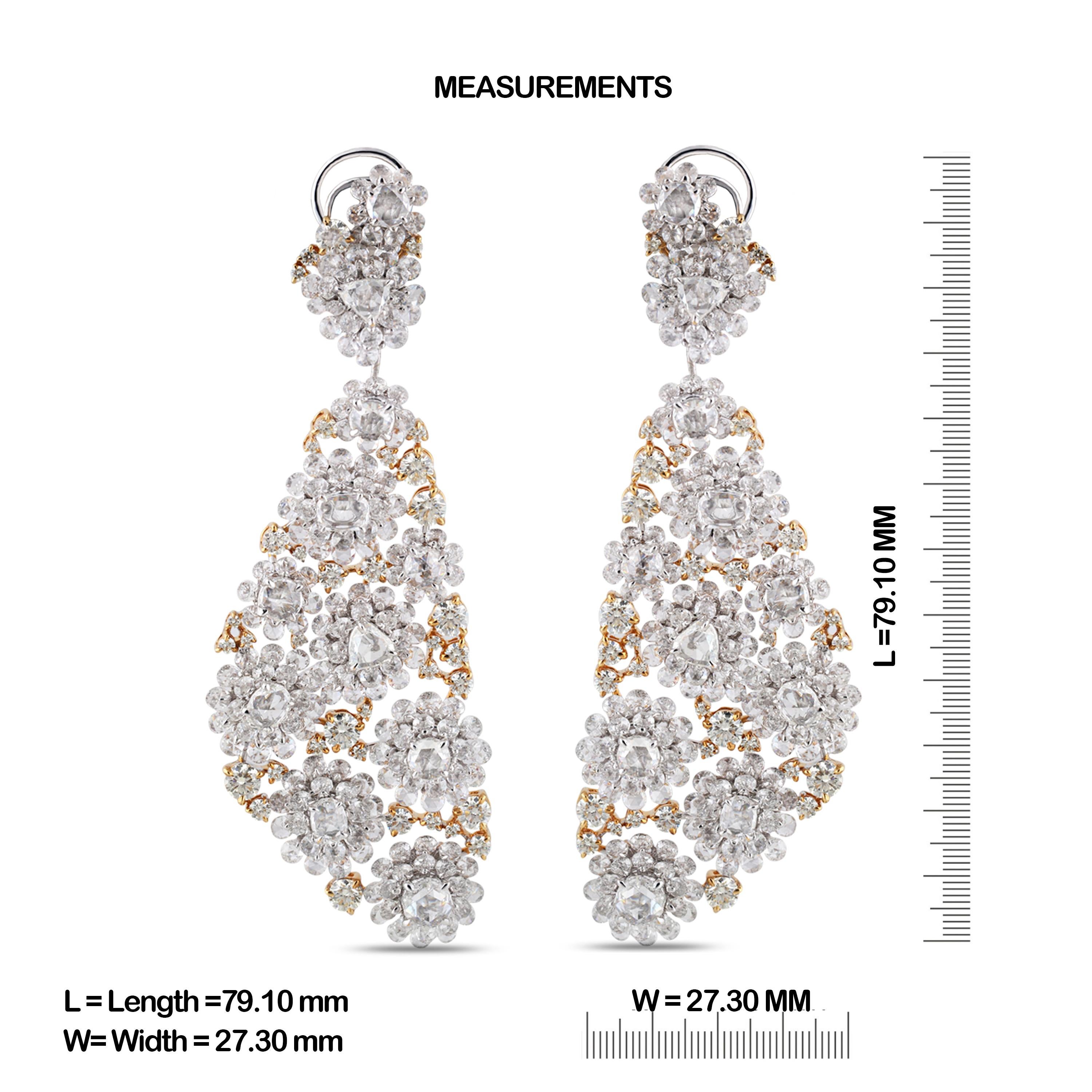 Contemporary Studio Rêves Diamond Floral Carpet Earrings in 18 Karat Gold For Sale