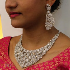 Studio Rêves Diamond Floral Cluster Diamond Carpet Necklace in 18 Karat Gold
