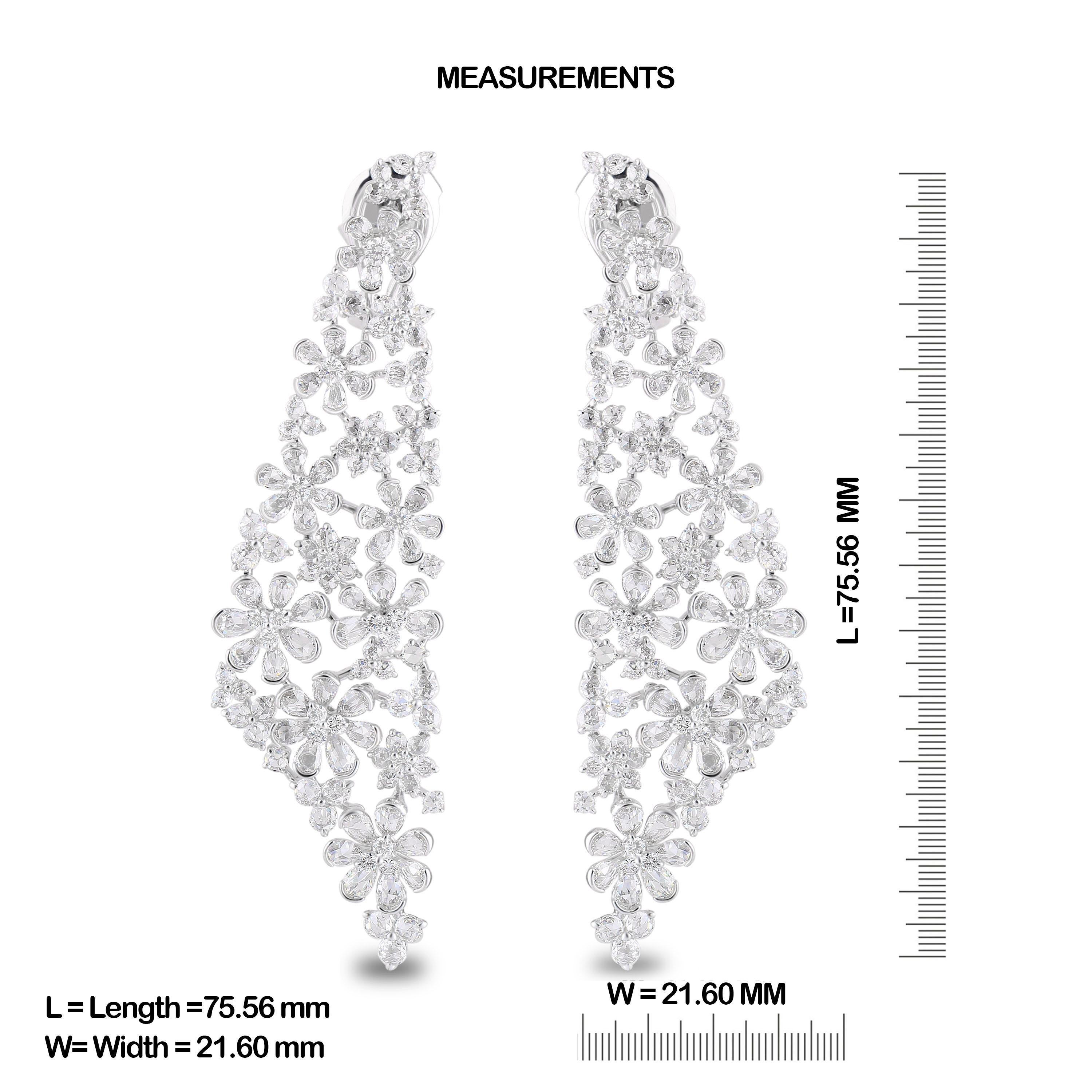 Contemporary Studio Rêves Diamond Floral Dangling Earrings in 18 Karat Gold For Sale