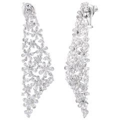 Studio Rêves Diamond Floral Dangling Earrings in 18 Karat Gold