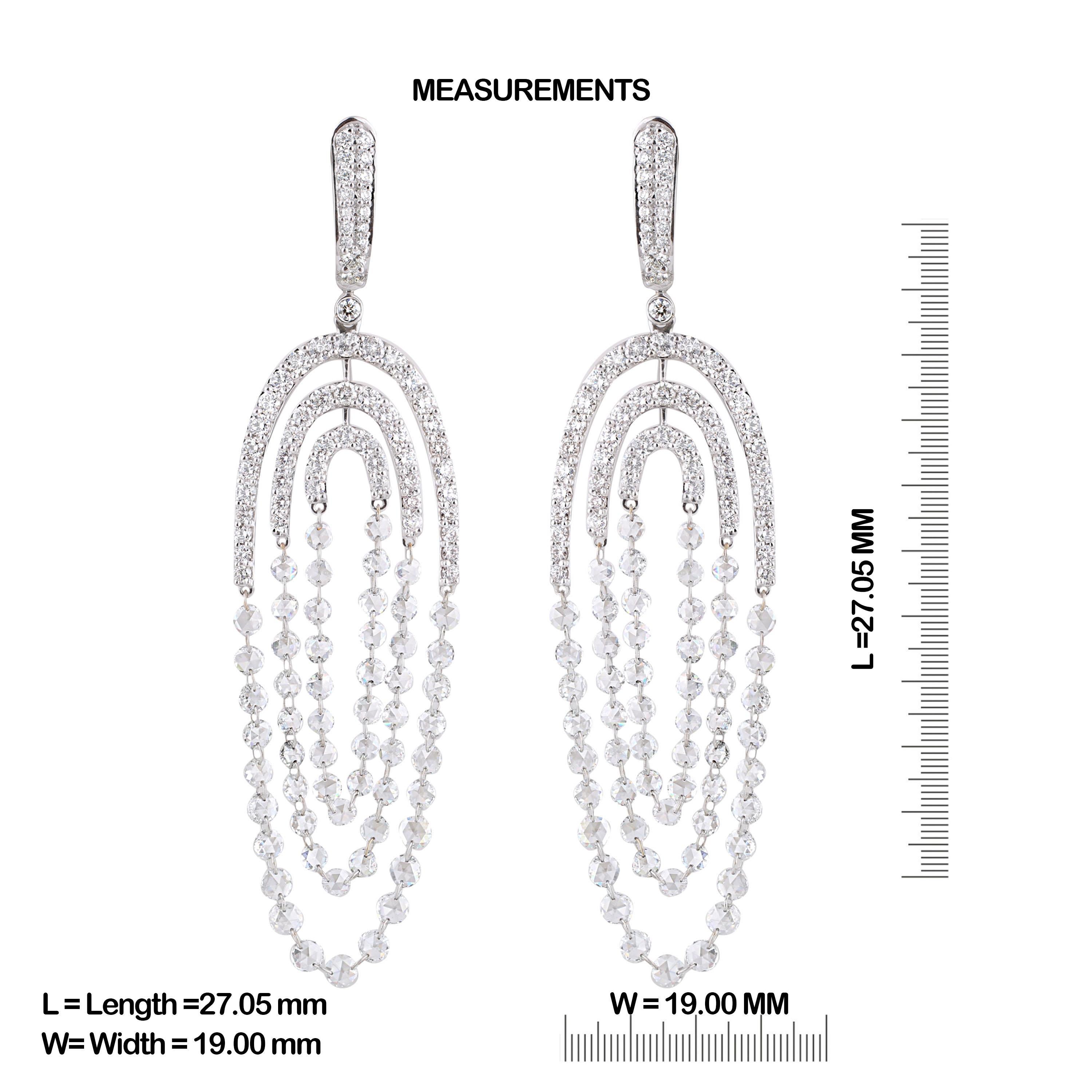 Contemporary Studio Rêves Diamond Lever-Back Dangling Earrings in 18 Karat White Gold For Sale
