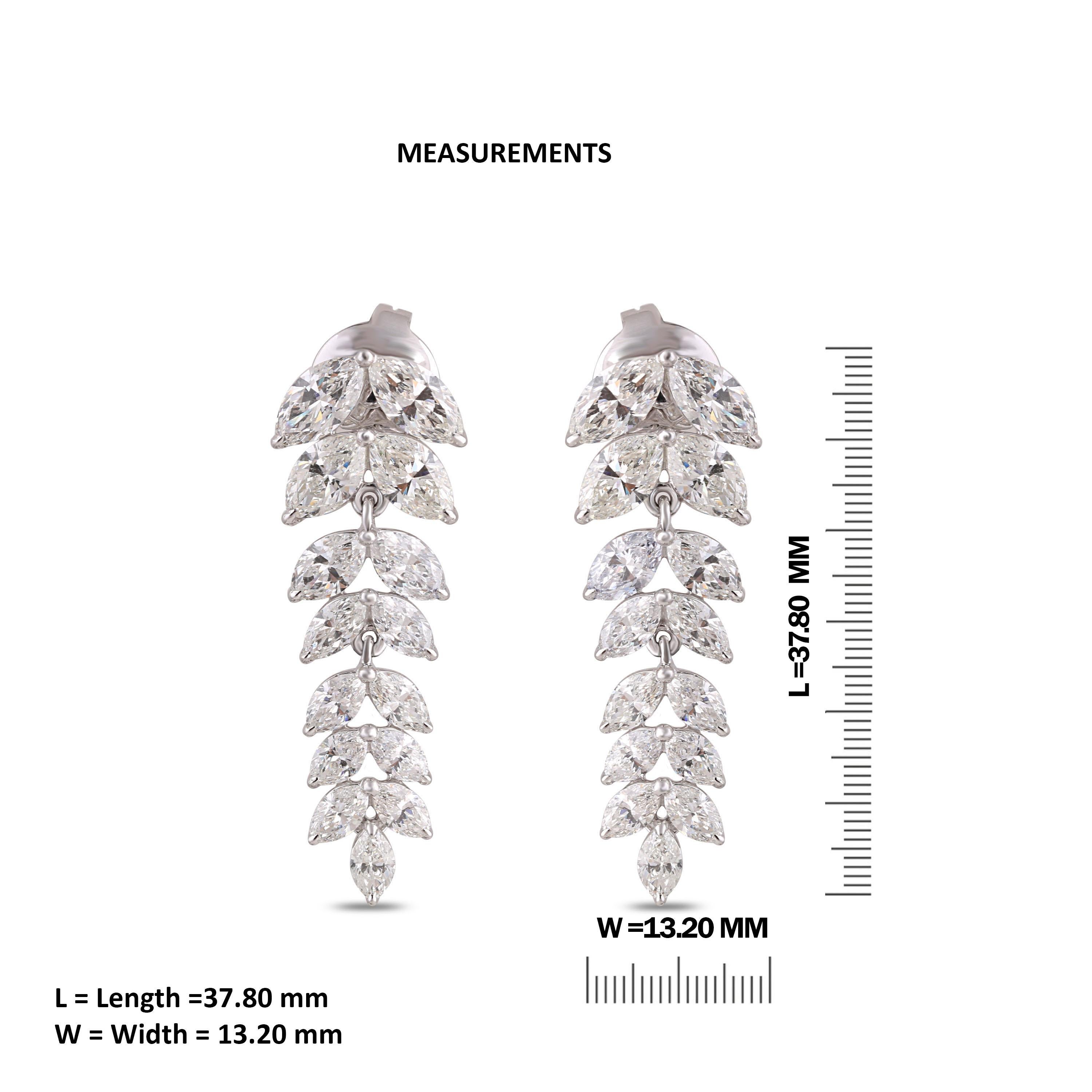 Modern Studio Rêves Diamond Marquise Studded Earrings in 18 Karat White Gold For Sale
