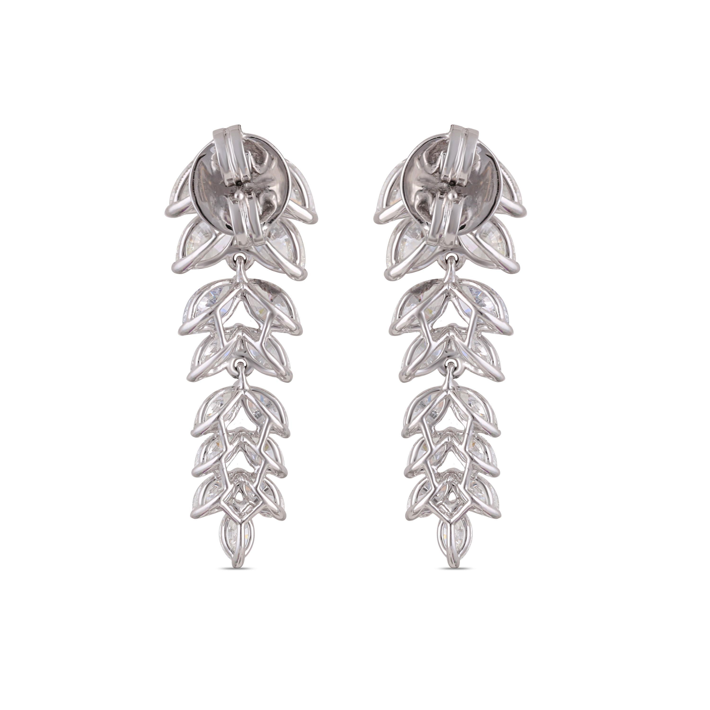Studio Rêves Diamond Marquise Studded Earrings in 18 Karat White Gold For Sale 1