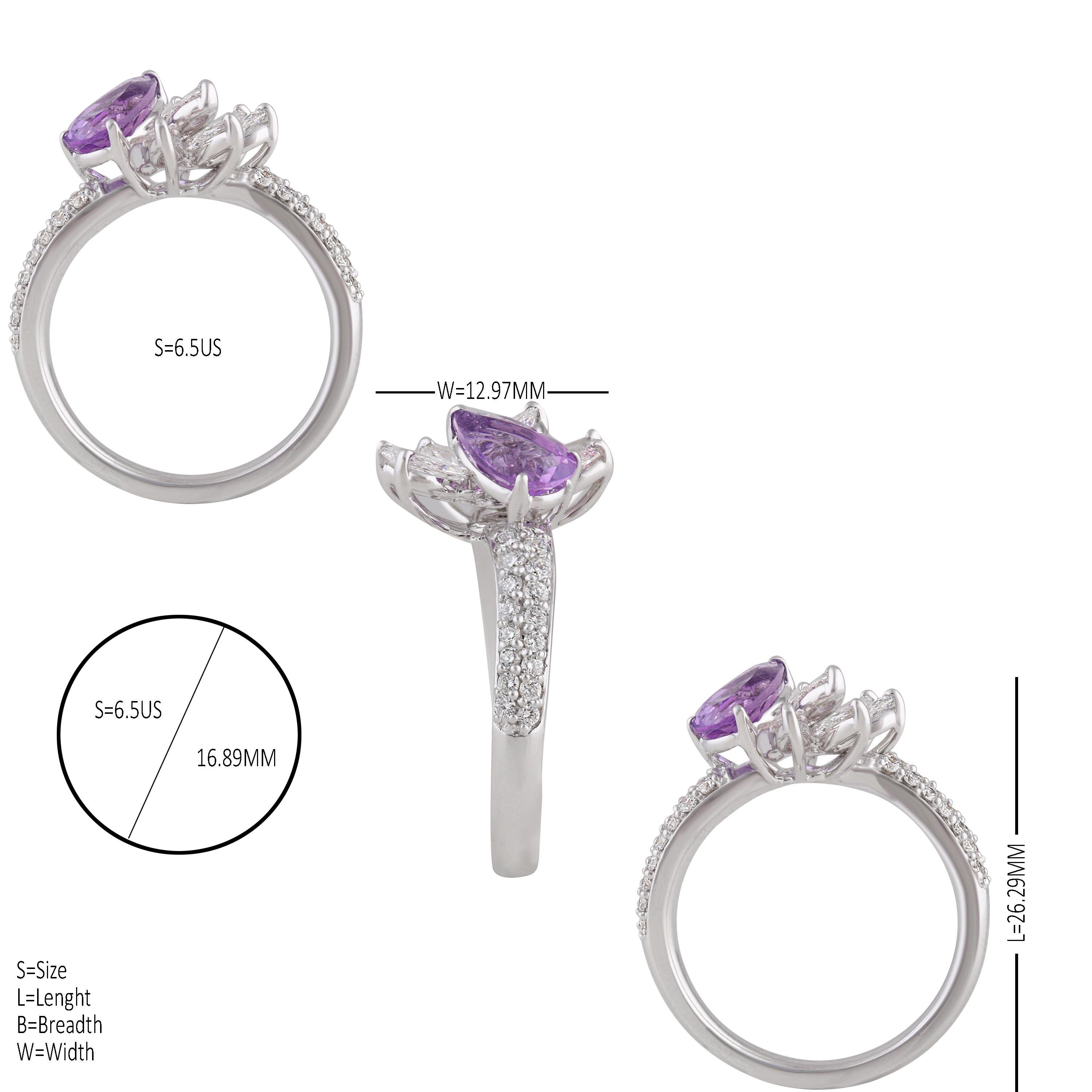 Modern Studio Rêves Diamond Ring with Amethyst in 18 Karat White Gold For Sale
