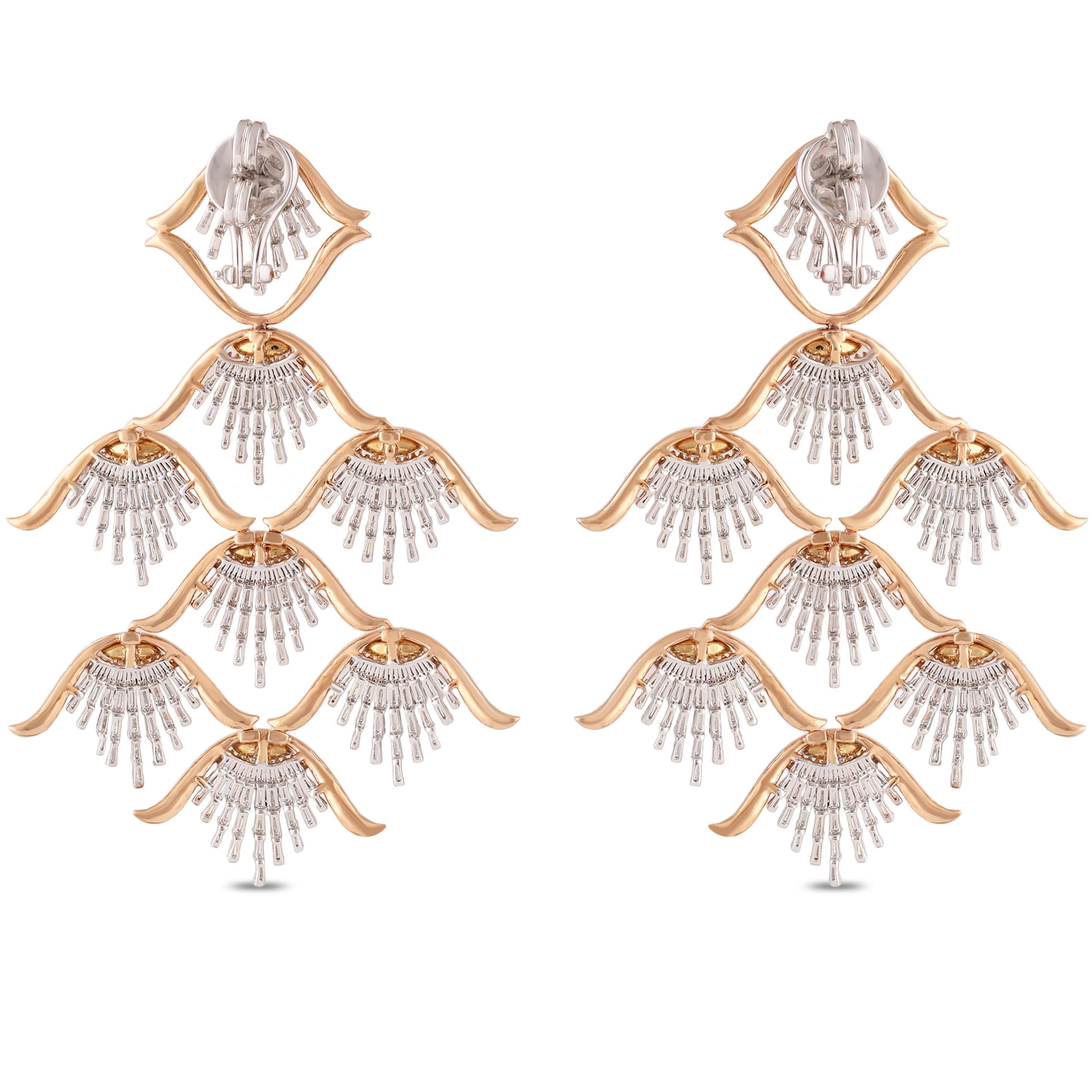 Studio Rêves Diamond Shell Dangling Earrings in 18 Karat Gold For Sale 2