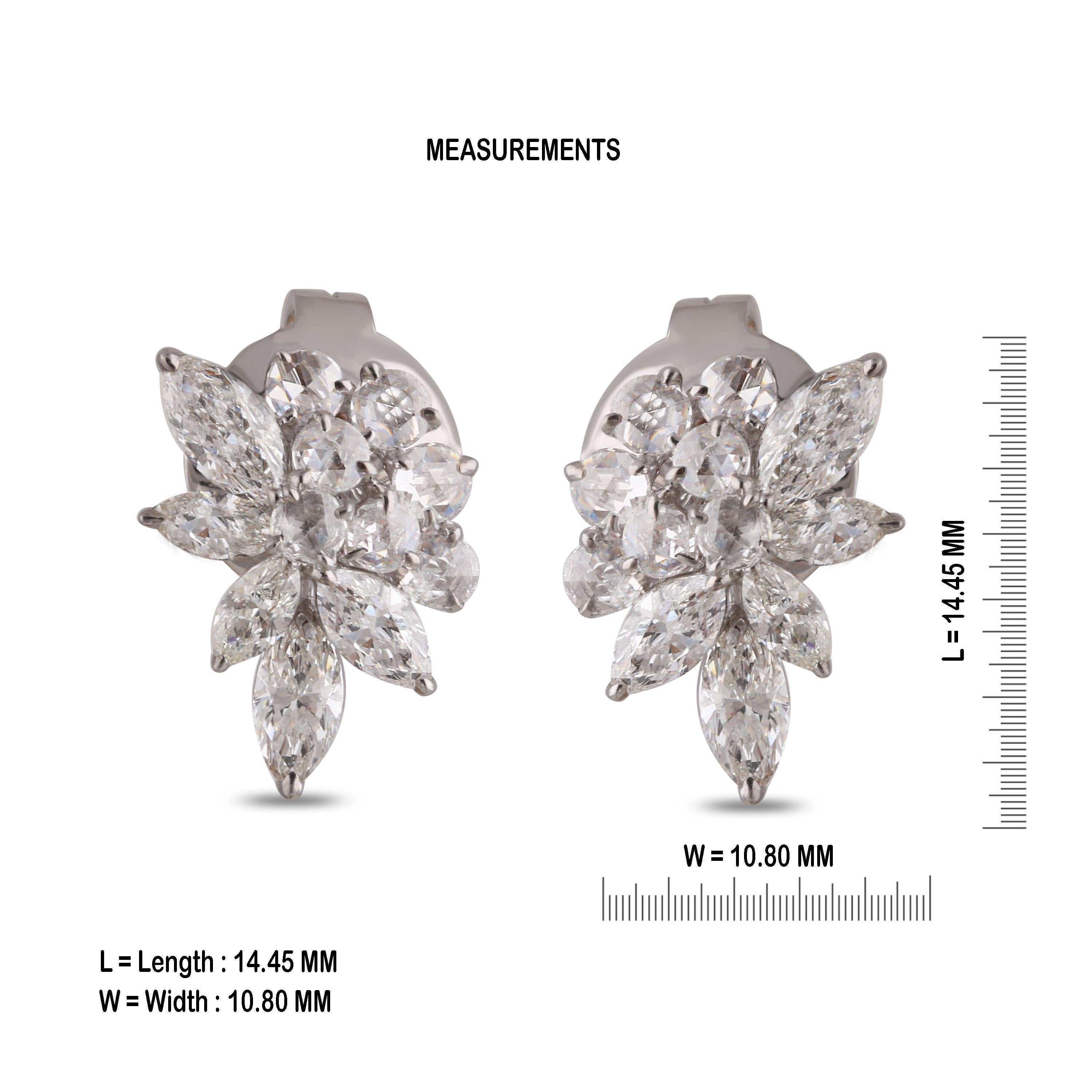 Marquise Cut Studio Rêves Diamond Snowflakes Stud Earrings in 18 Karat White Gold For Sale