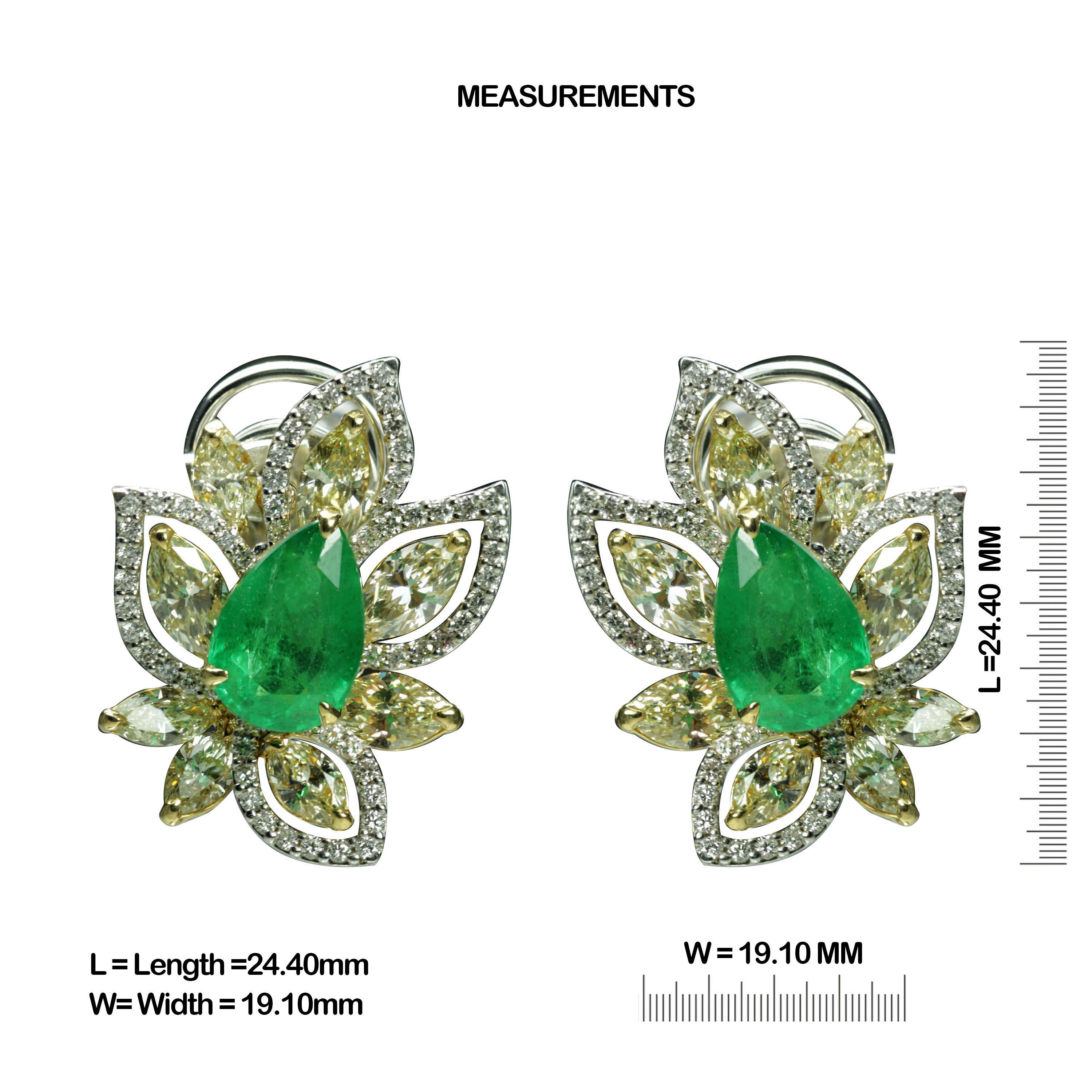 Modern Studio Rêves Diamonds and Emeralds Clip-On Earrings in 18 Karat Gold For Sale