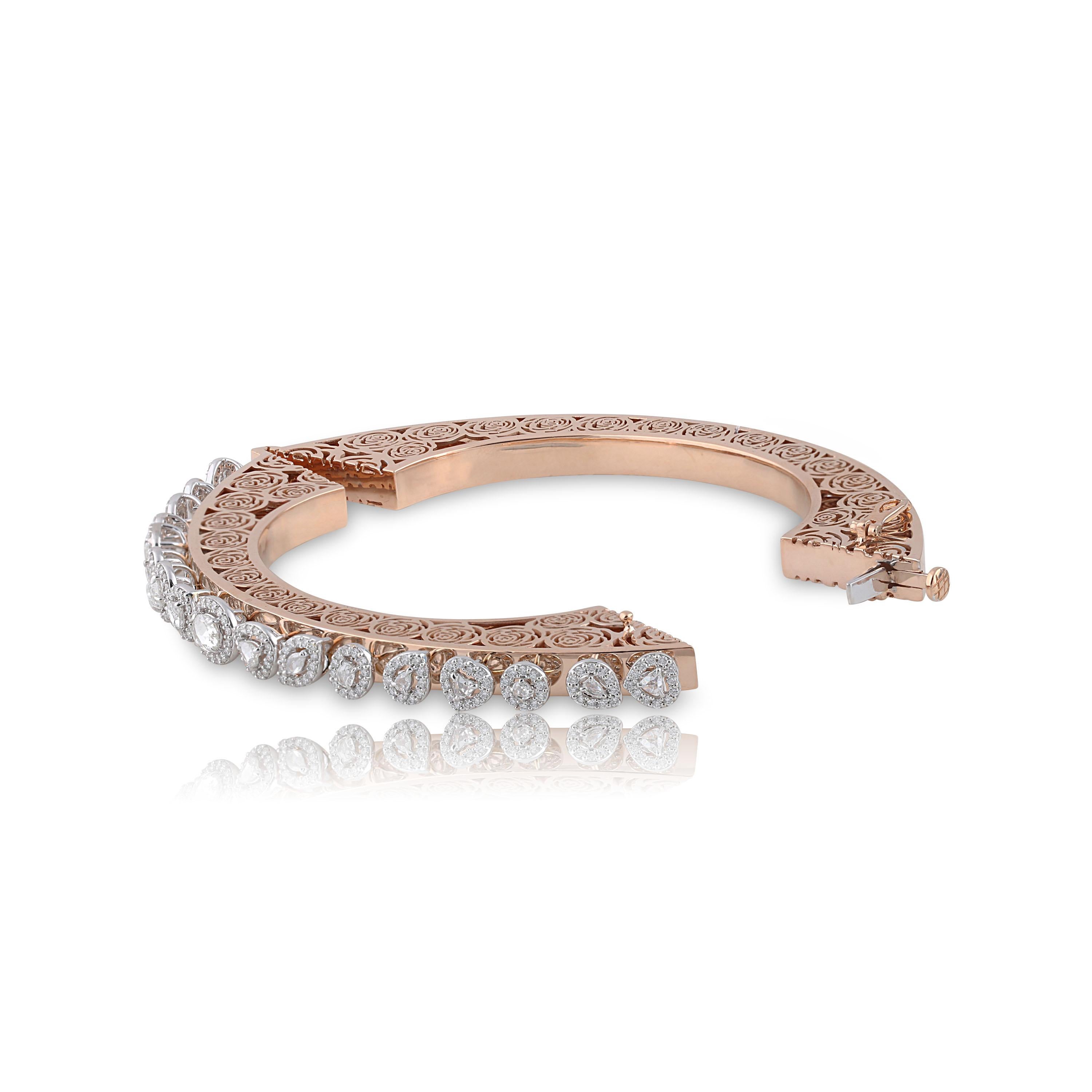 Studio Rêves Diamonds and Filigree Bracelet in 18 Karat Gold For Sale 1