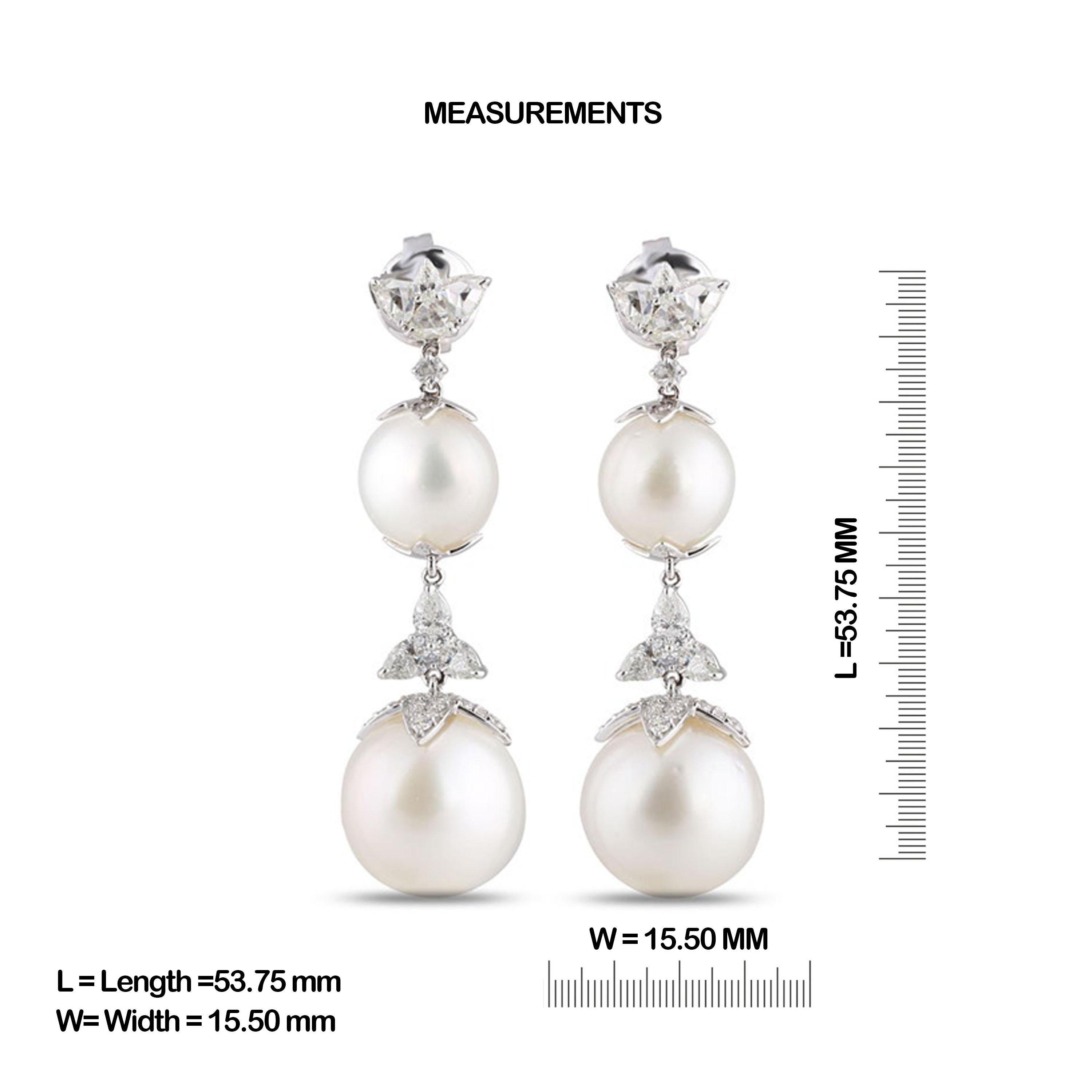 Modern Studio Rêves Diamonds and Pearls Dangling Earrings in 18 Karat Gold