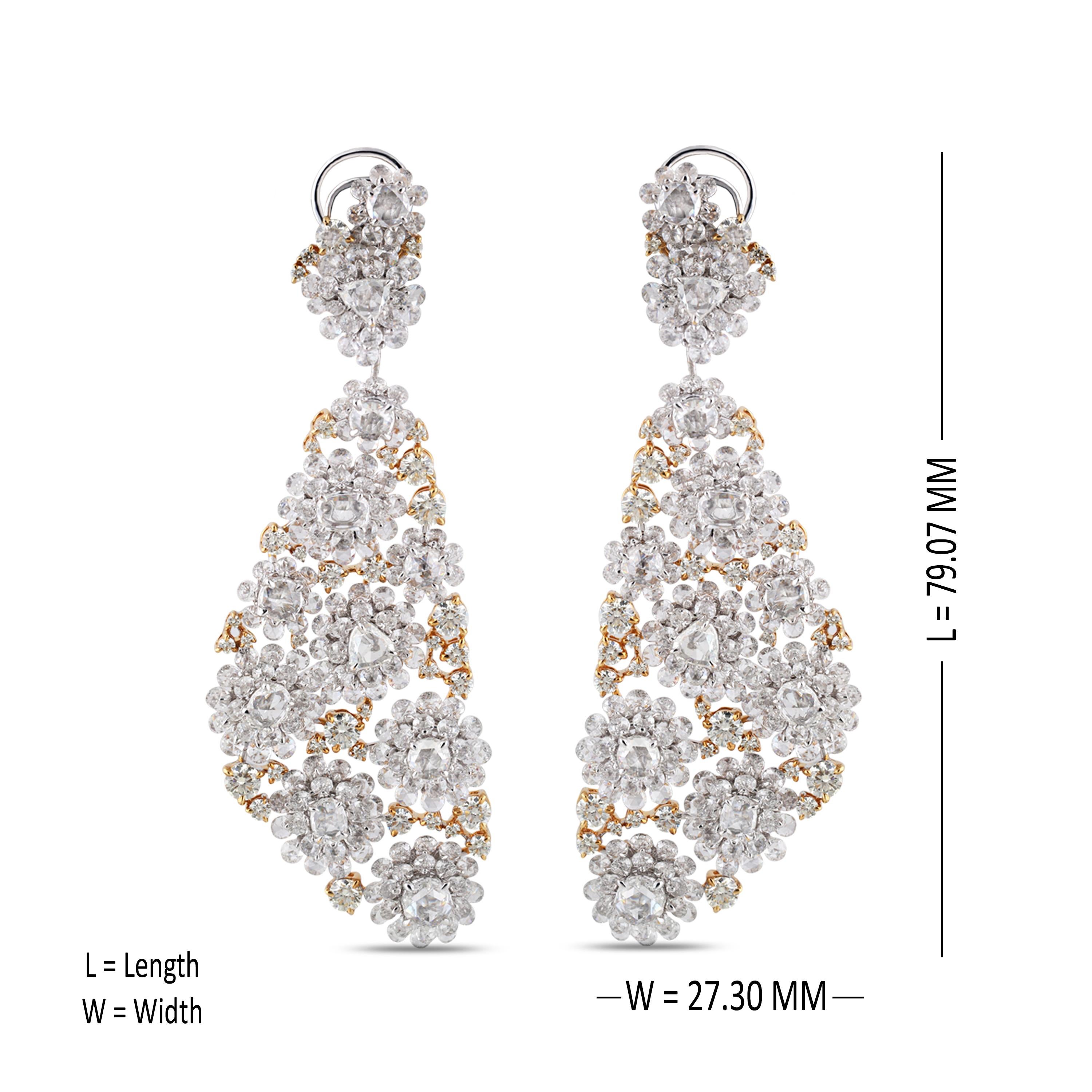 Contemporary Studio Rêves Diamonds Floral Carpet Earrings in 18 Karat Gold For Sale