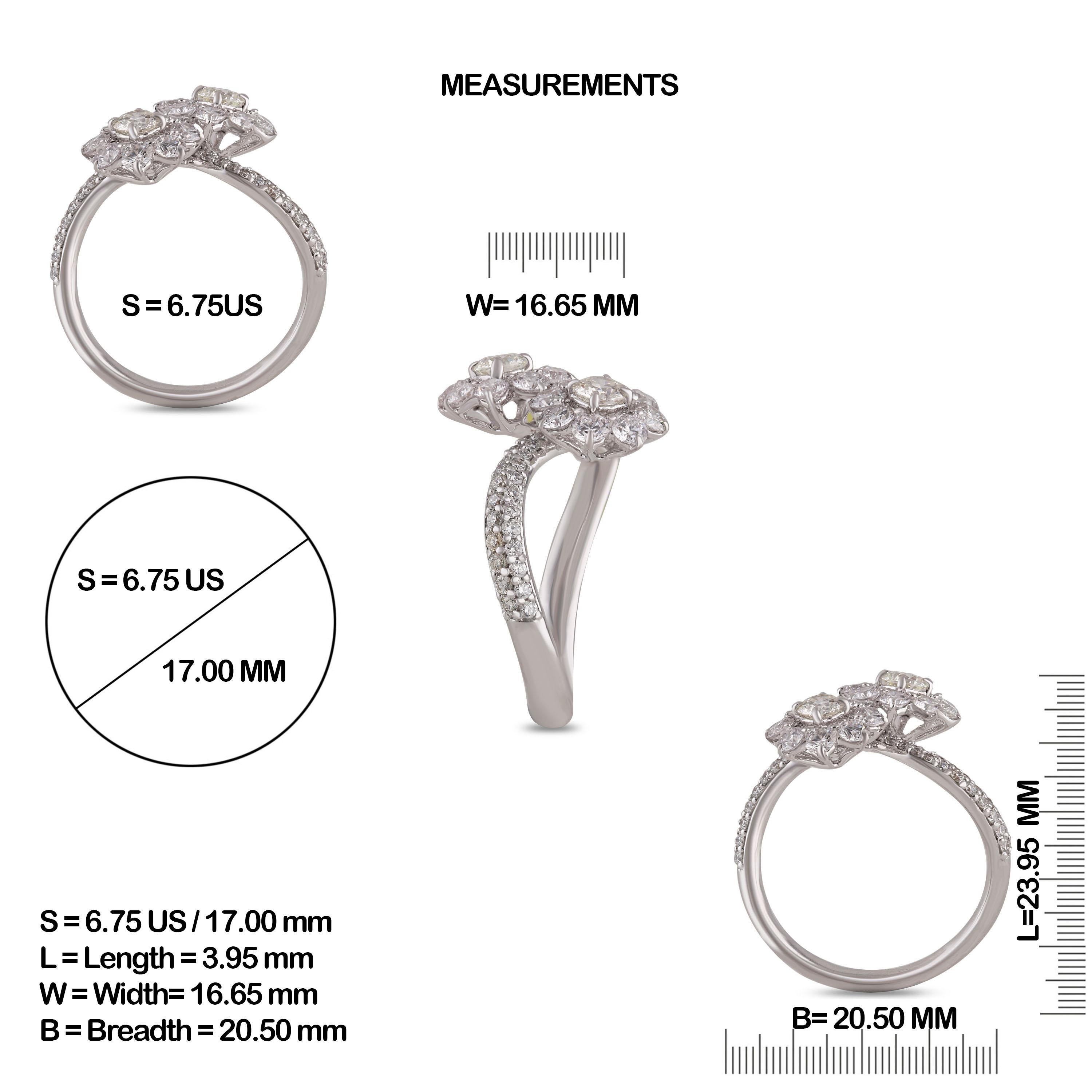 Modern Studio Rêves Diamonds Floral Cluster Ring in 18 Karat Gold For Sale