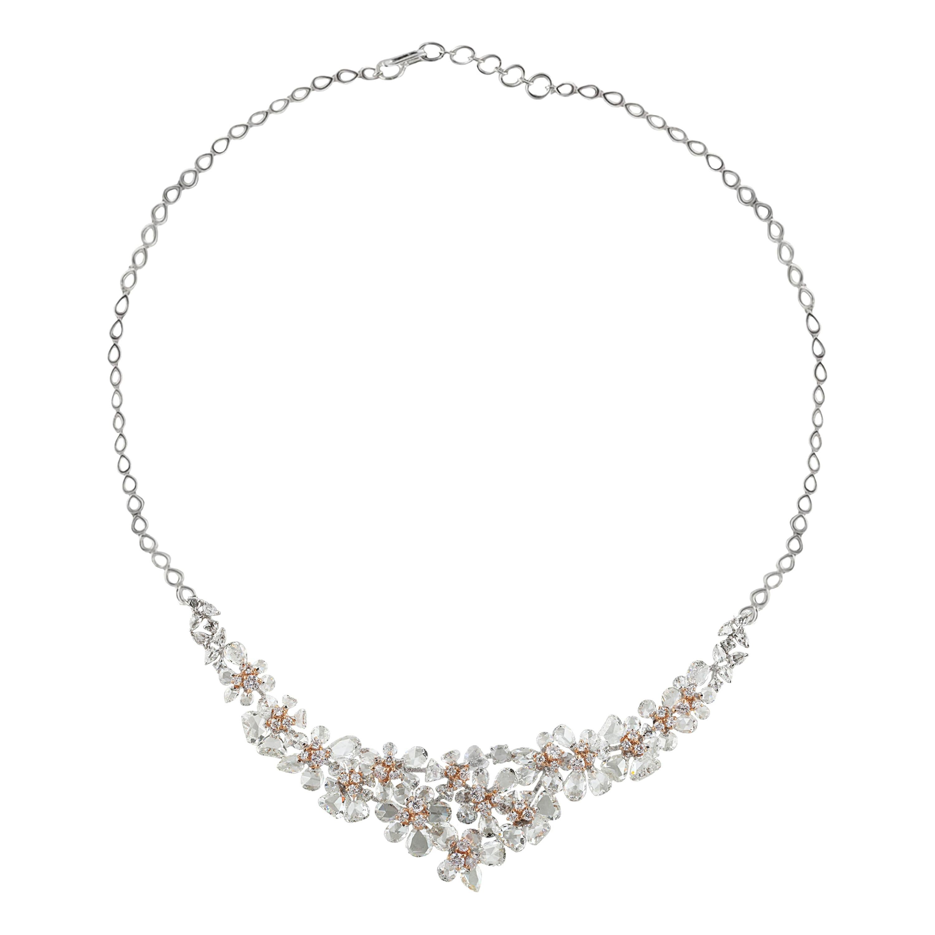 Studio Rêves Diamonds Floral Necklace in 18 Karat Gold
