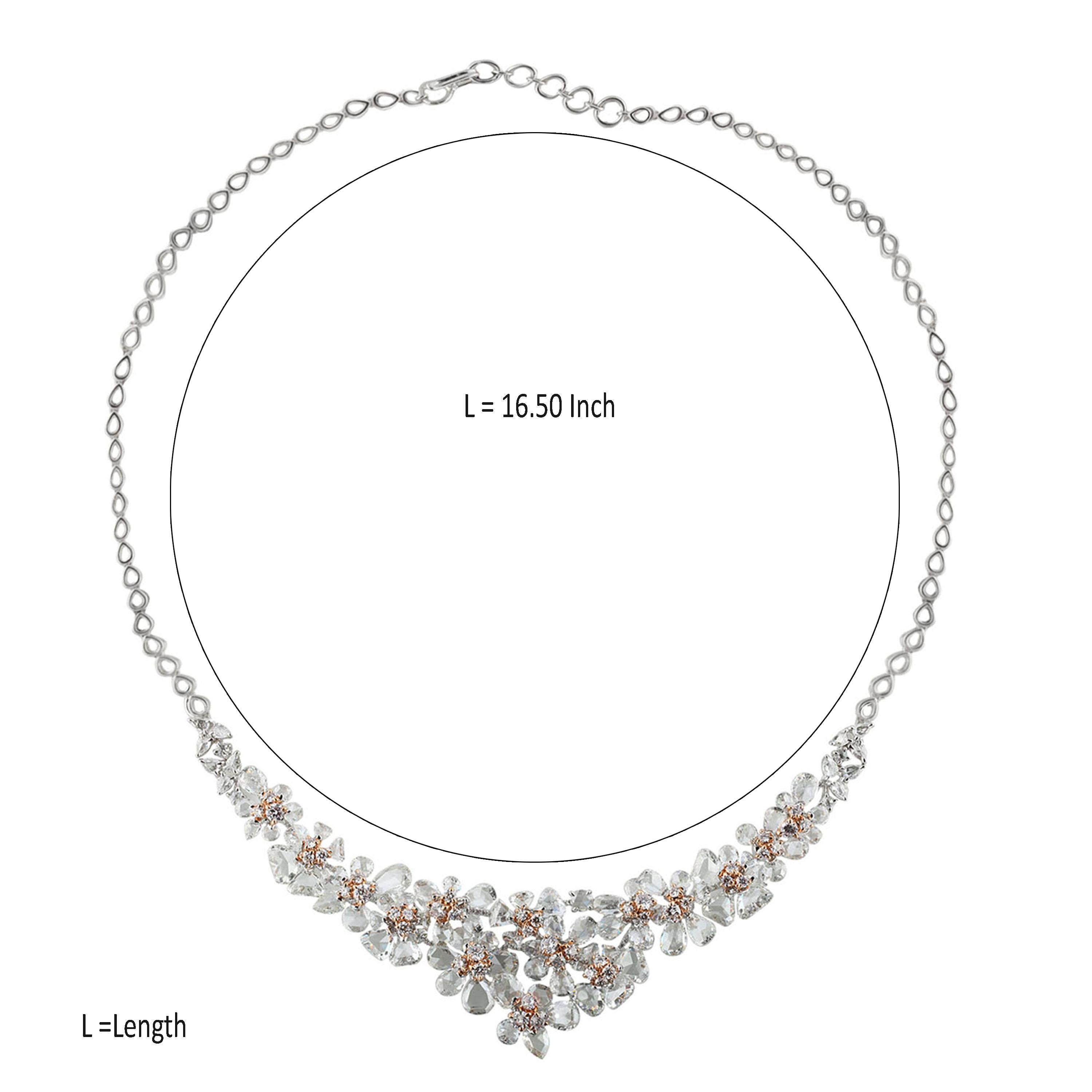 Contemporary Studio Rêves Diamonds Floral Necklace in 18 Karat Gold