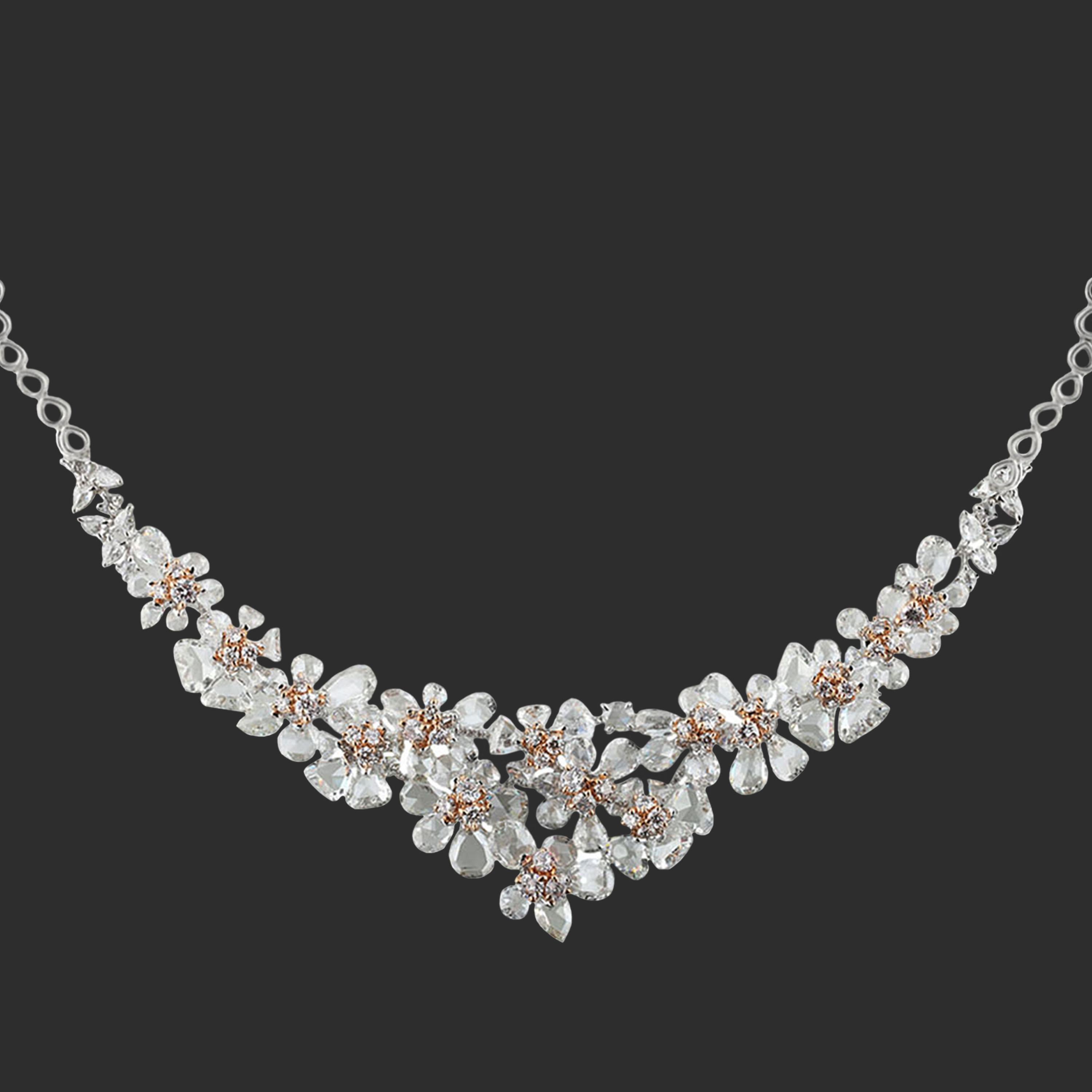 Women's Studio Rêves Diamonds Floral Necklace in 18 Karat Gold
