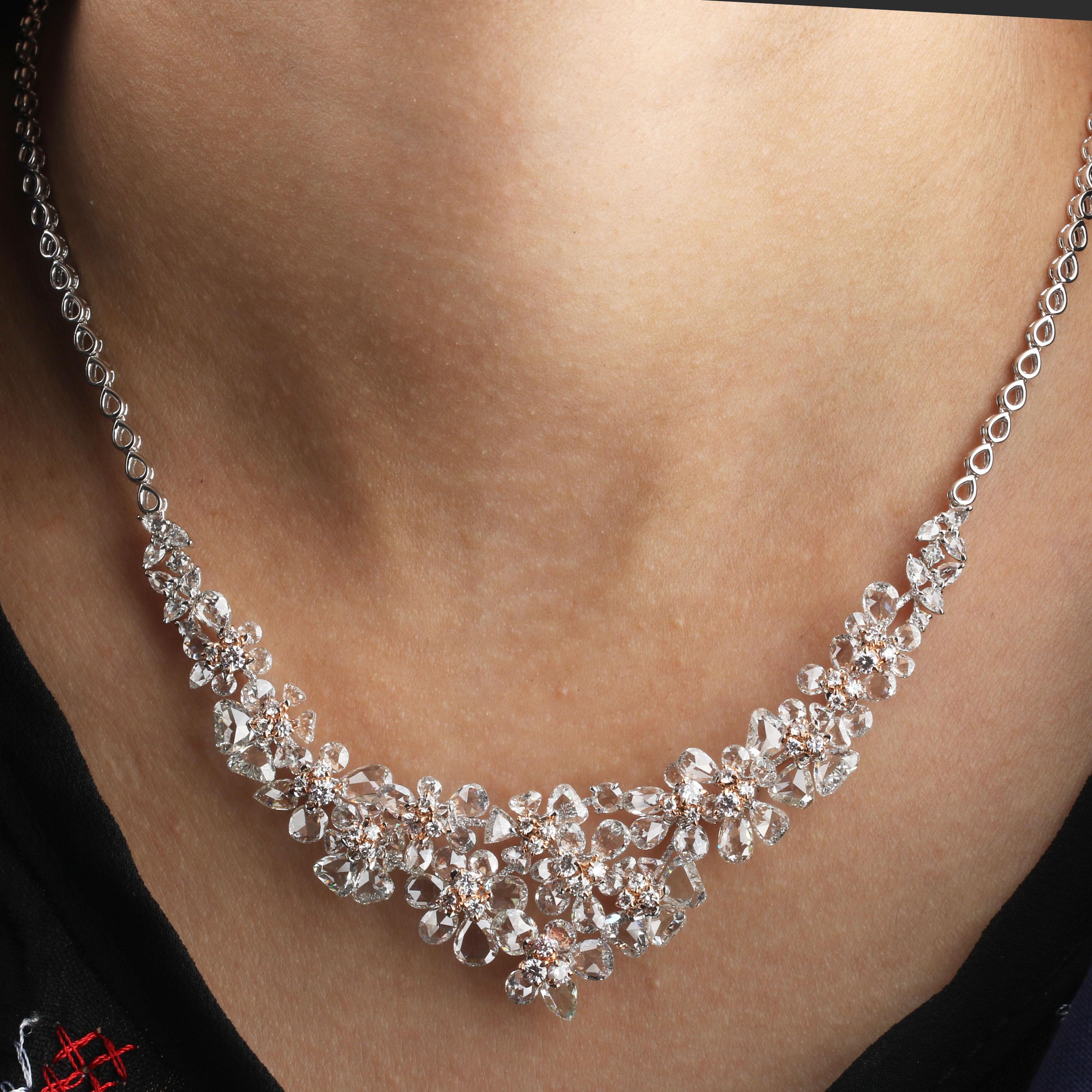 Studio Rêves Diamonds Floral Necklace in 18 Karat Gold 1