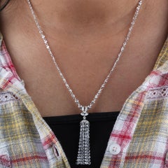 Studio Rêves Drill Diamond Tassel Necklace in 18 Karat White Gold