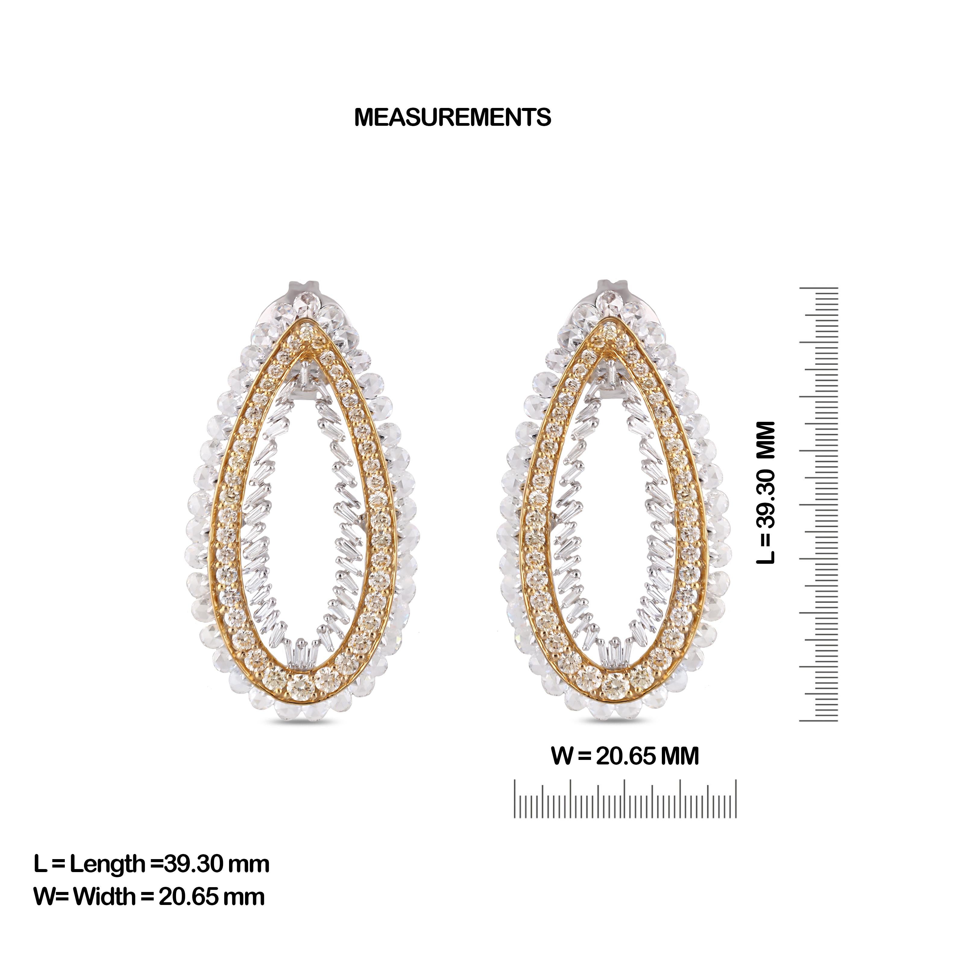 Gross Weight: 12.50 Grams
Diamond Weight: 5.14 cts
IGI Certification can be done on request.

Video of the product can be shared on request

Designed in a drop shape, fabricated in 18 karat white and yellow gold, featuring rosecut round on the