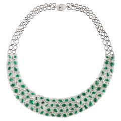 Studio Rêves Emerald and Diamond Cleopatra Necklace in 18 Karat Gold