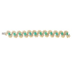 Studio Rêves Emerald Bloom Diamond Tennis Bracelet in 18 Karat Gold