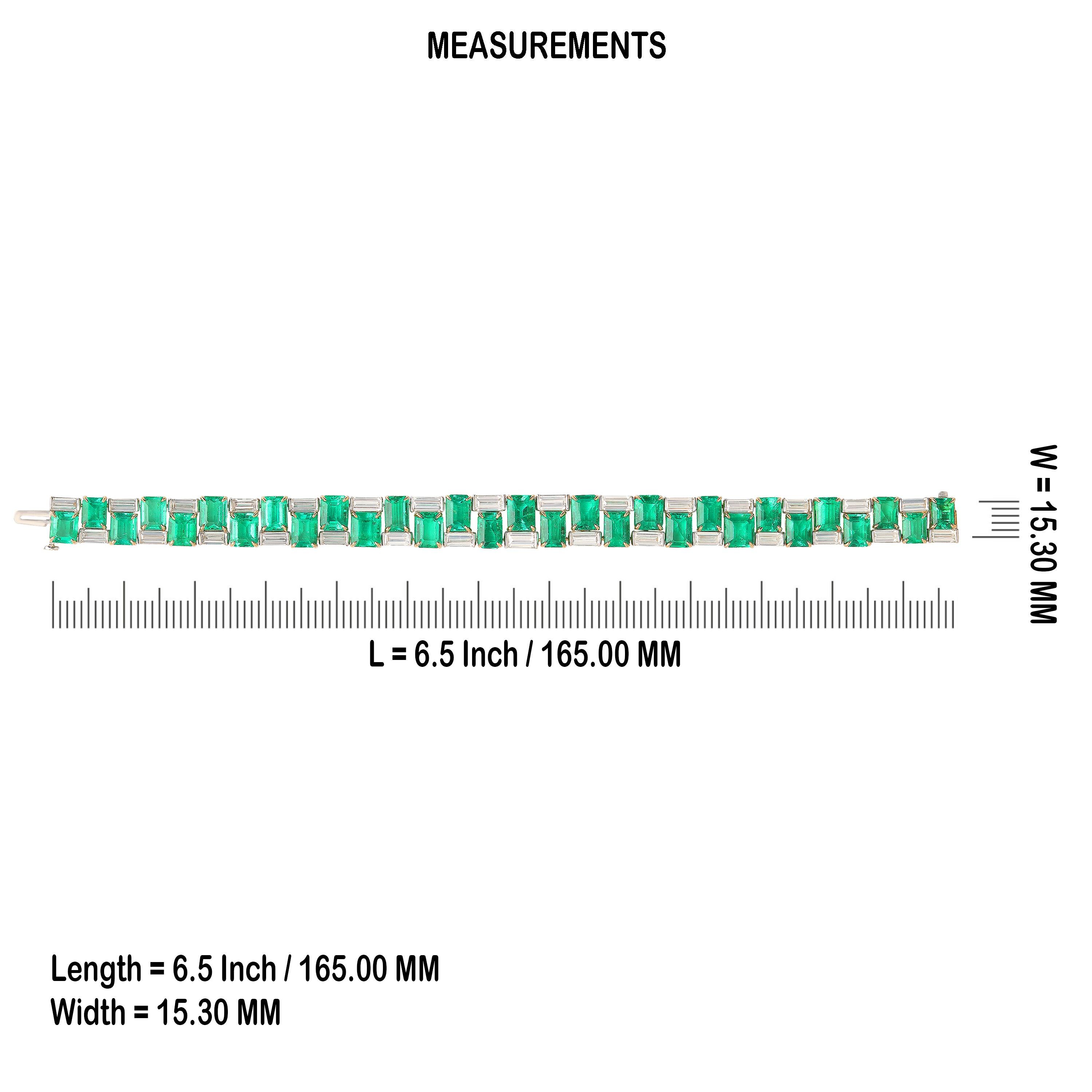 Studio Rêves Pulsera de tenis de dos filas con geometría esmeralda en oro de 18 quilates en venta 2
