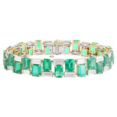 Studio Rêves Emerald Geometry Dual-Row Tennis Bracelet in 18K Gold