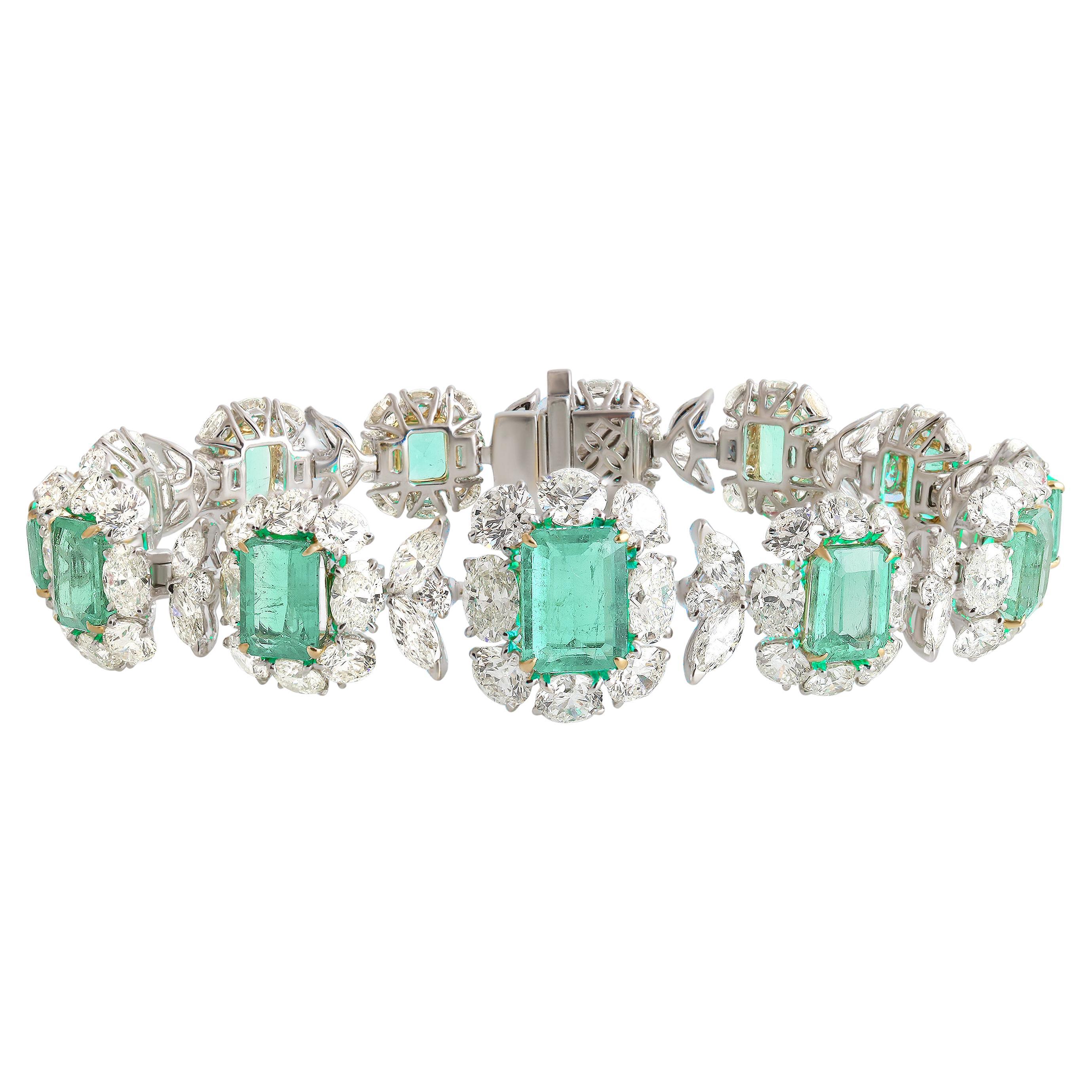 Studio Rêves Pulsera de tenis Resplandor Esmeralda con diamantes y oro de 18 quilates