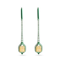Studio Rêves Boucles d'oreilles "Eternal Grace" en or 18 carats avec diamant et rhodium vert