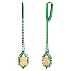 Studio Rêves "Eternal Grace" Earrings in 18K Gold with Diamond and Green Rhodium