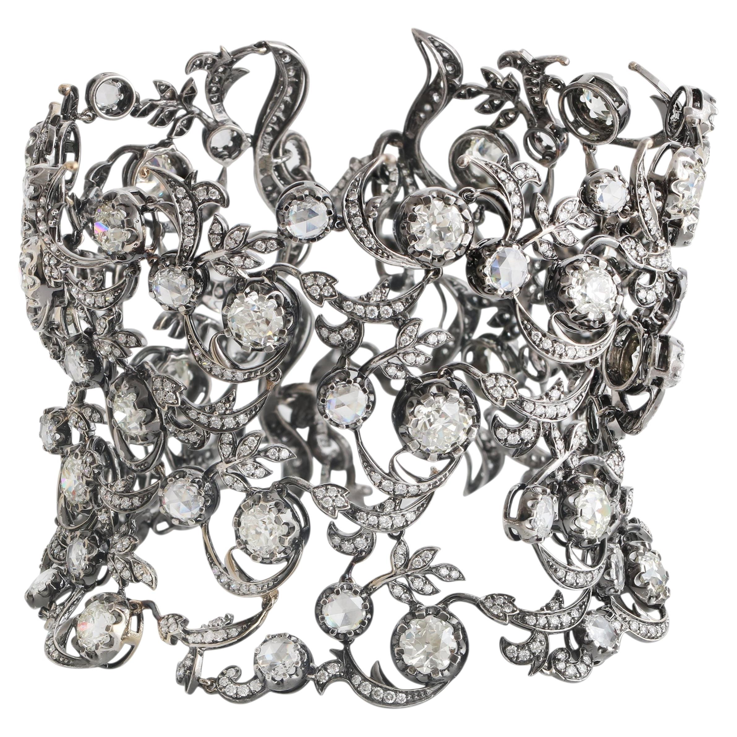 Studio Rêves Eternal Vine Diamond Tennis Bracelet 18 Karat Gold For Sale