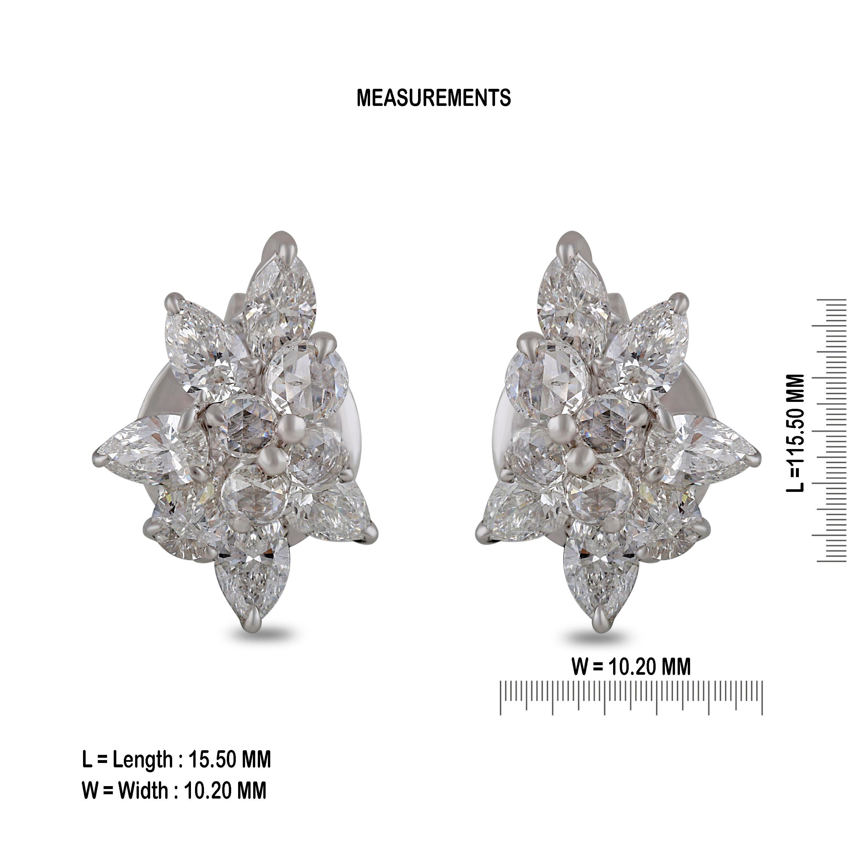 Studio Rêves Fancy Cluster Contemporary Ohrstecker aus 18 Karat Weißgold (Marquiseschliff) im Angebot