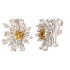 Studio Rêves Fancy Cluster Floral Studs in 18 Karat White Gold