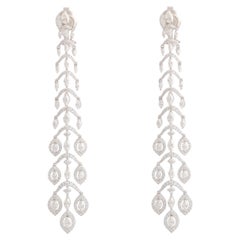 Studio Rêves Boucles d'oreilles pendantes en or blanc 18 carats avec diamants fantaisie
