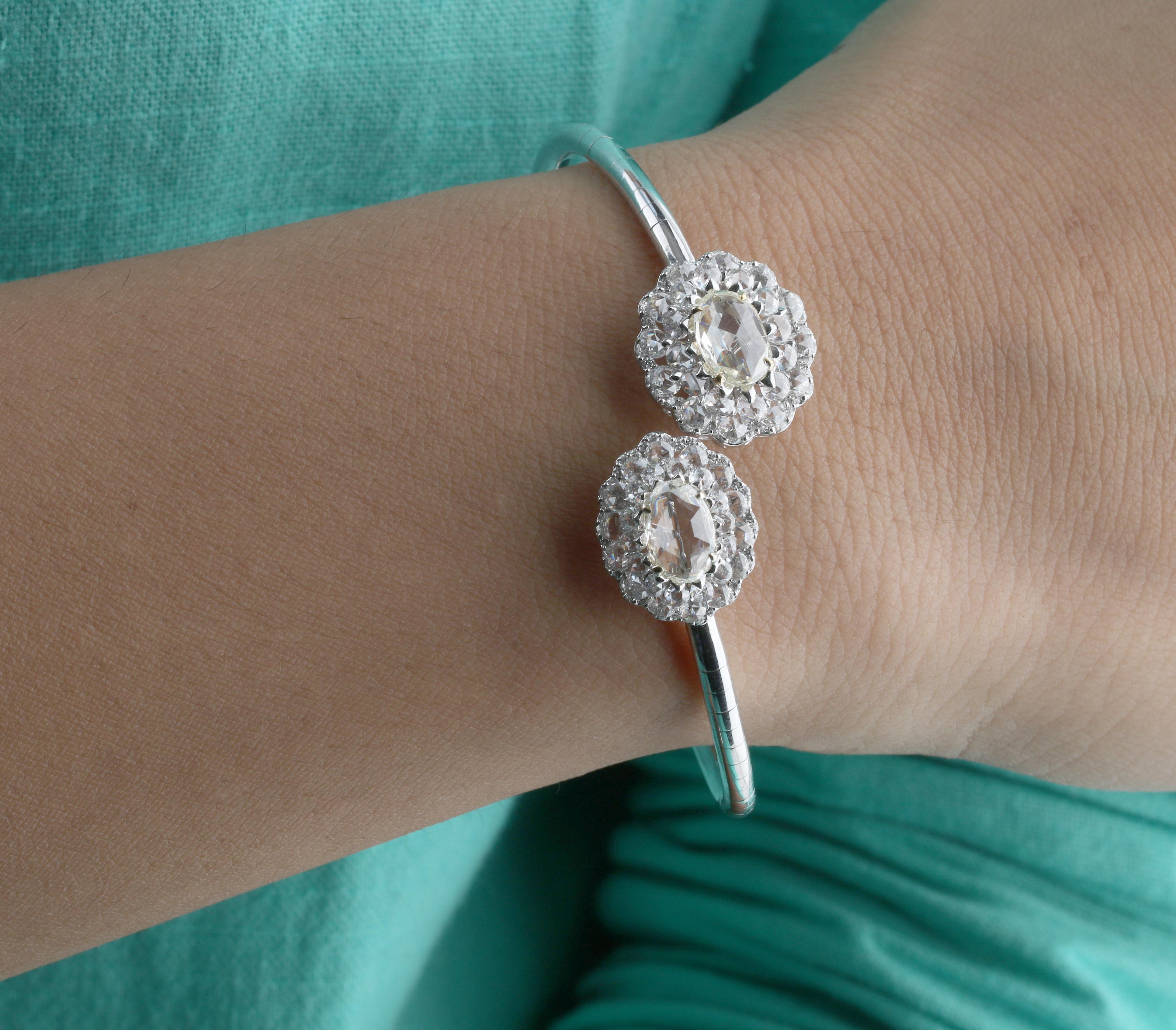 Studio Rêves Florales Diamantarmband mit Rosenschliff aus 18 Karat Gold (Zeitgenössisch) im Angebot