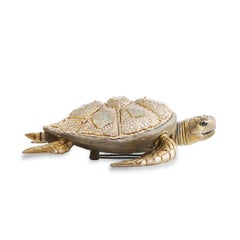 Studio Rêves Gilded Sentinel Turtle Brooch in Titanium and 18K Gold