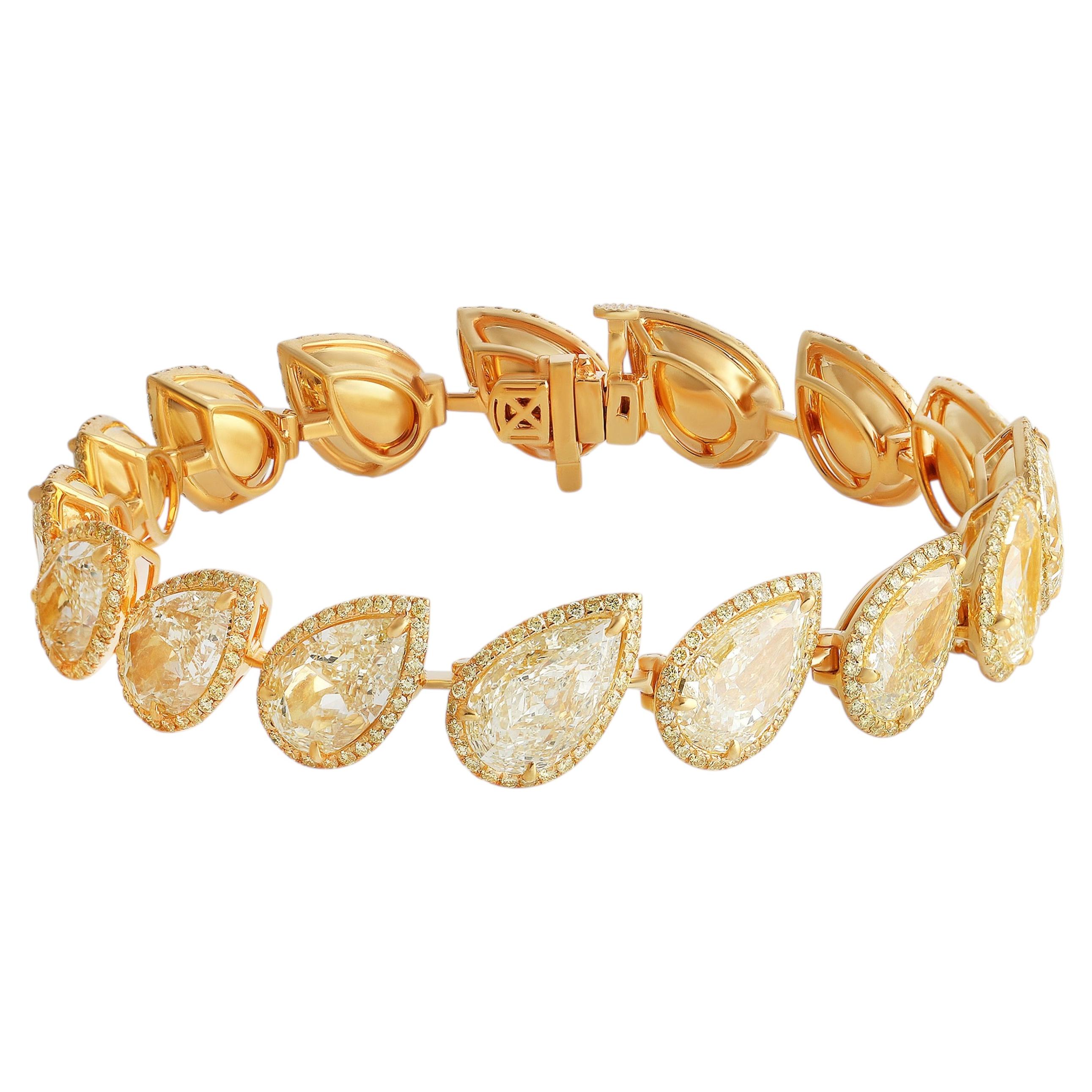 Studio Rêves Golden Cascade Yellow Diamond Tennis Bracelet 18 Karat Yellow Gold For Sale