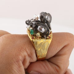 Studio Rêves Handcrafted Giant Elephant Cocktail Ring in 18 Karat Gold
