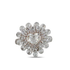 Studio Rêves Heart Rose Cut Diamond Cocktail Ring in 18 Karat Gold